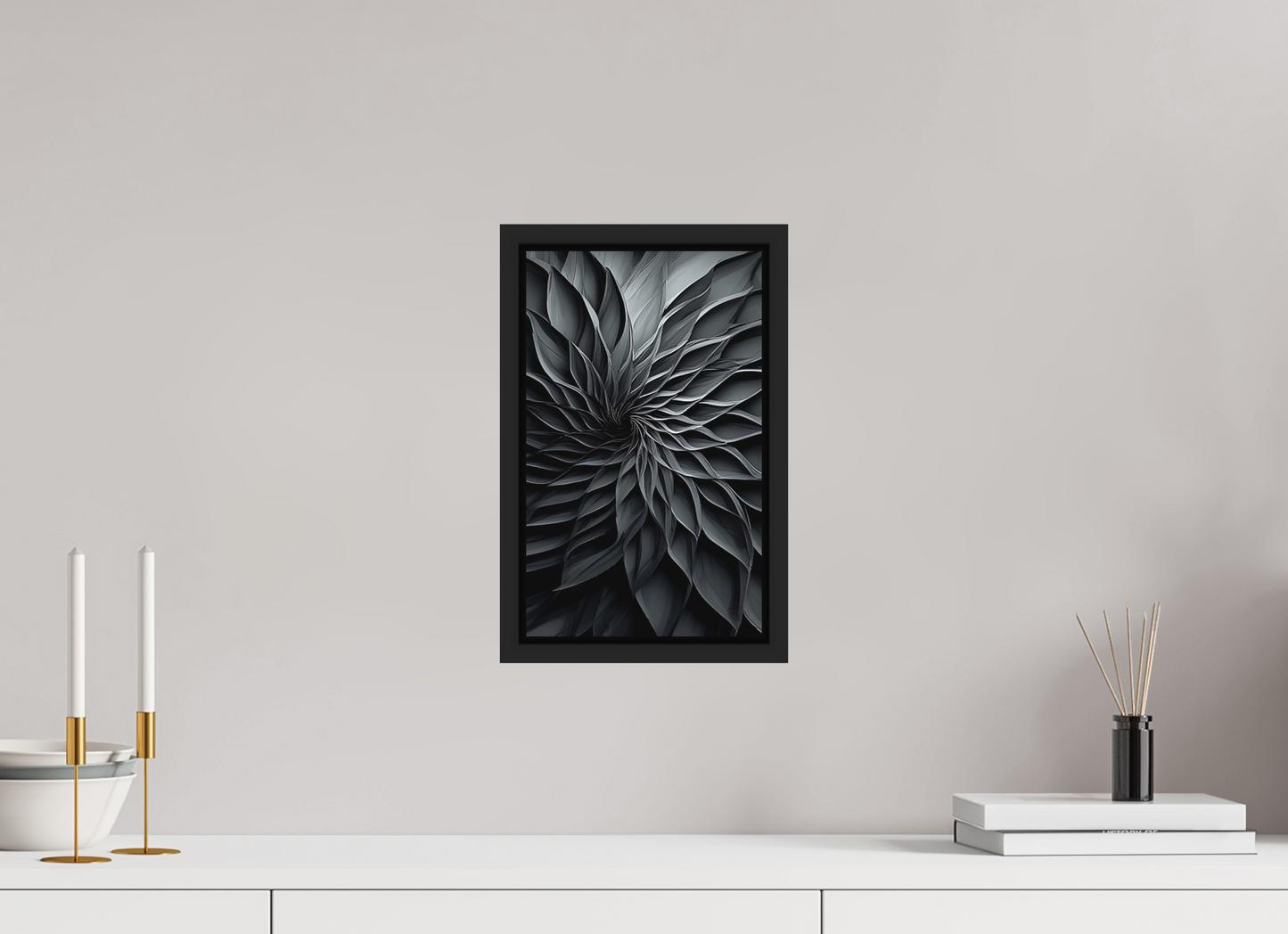 8 x 13.1″, Photo Print on Aluminum Backing with boarder Dark Flower 2