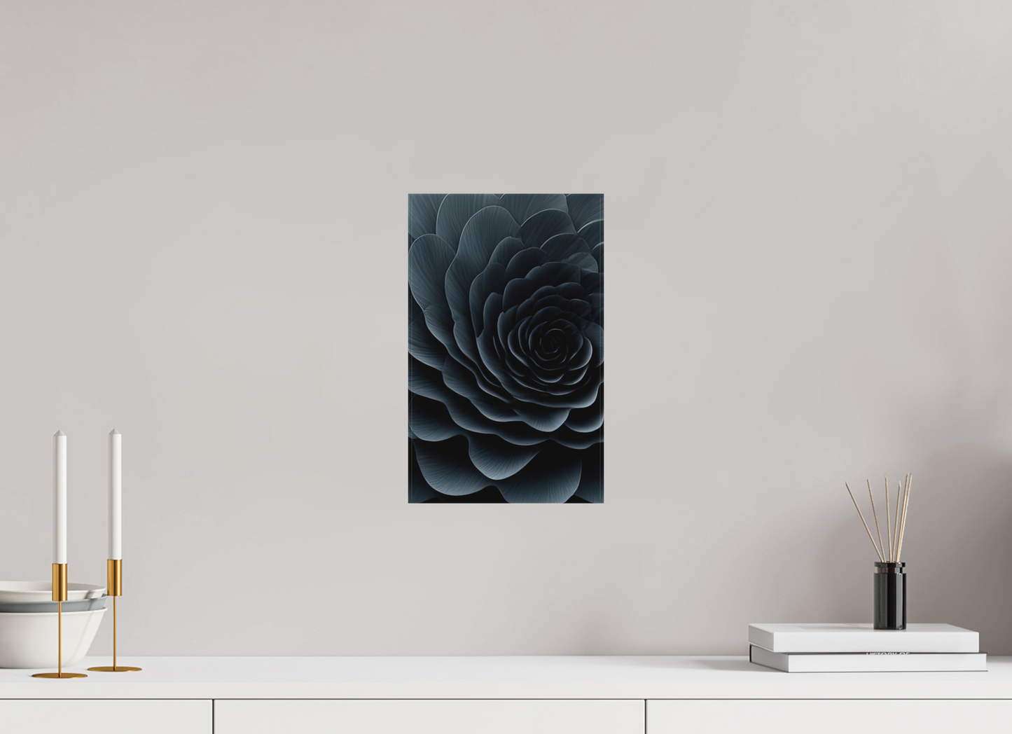 8 x 12.8″, Textile on Canvas Dark Flower