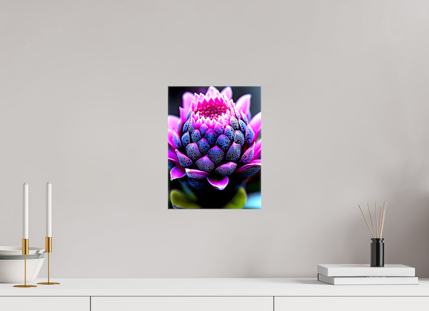 9 x 12″, Glossy Canvas Pink Bud Flower
