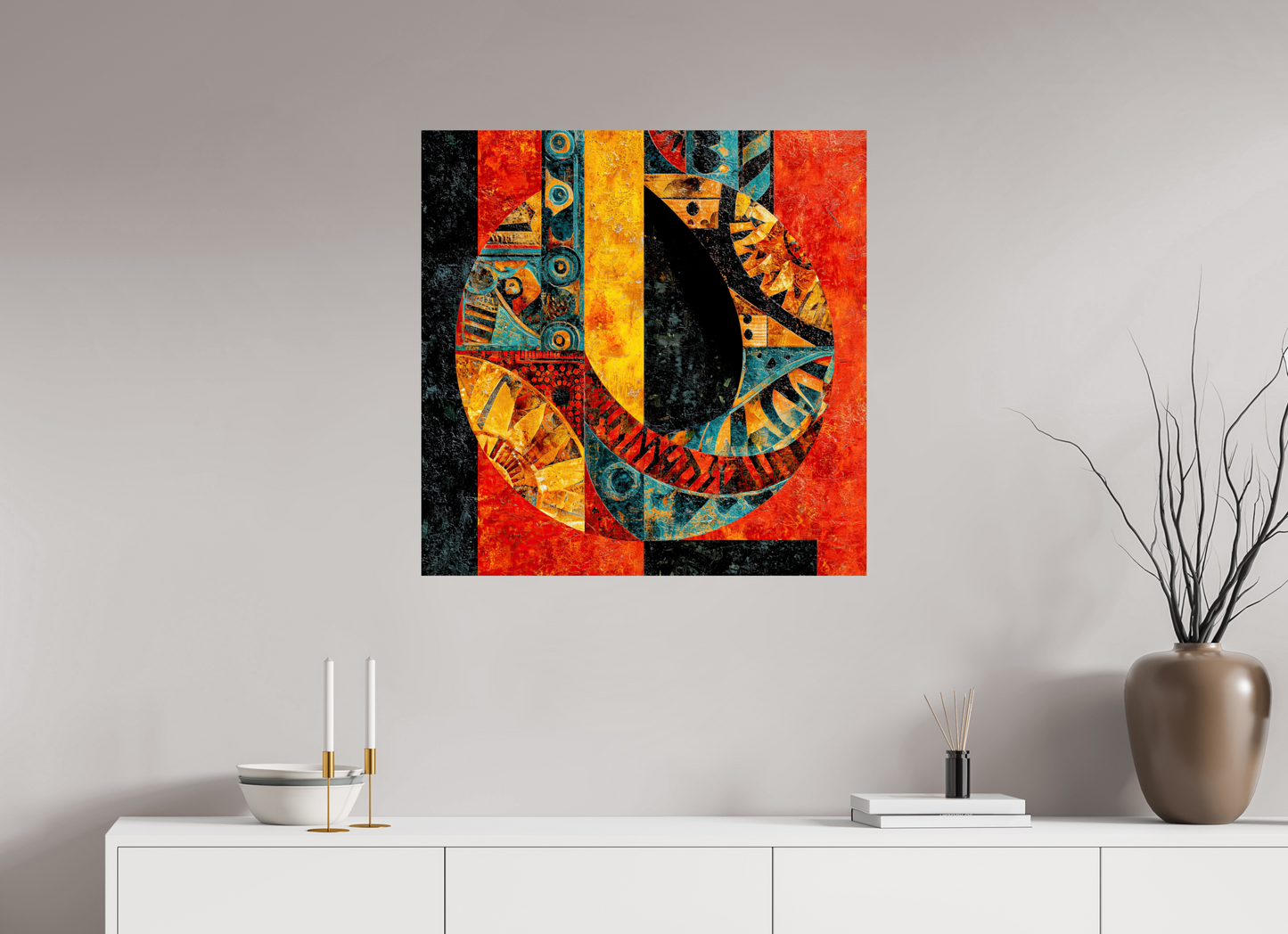 30 x 30″, Fine Art Print On Aluminum Dibond Tribal Circle 1