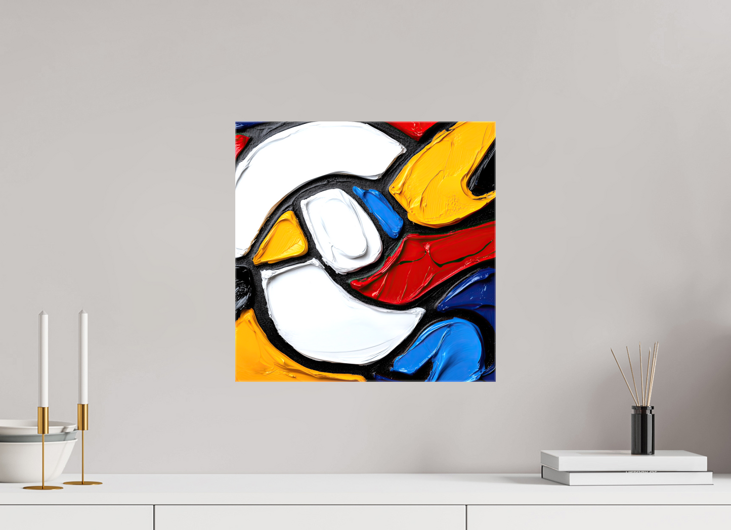 15 x 15″, Glossy Canvas Abstract Paint Bird