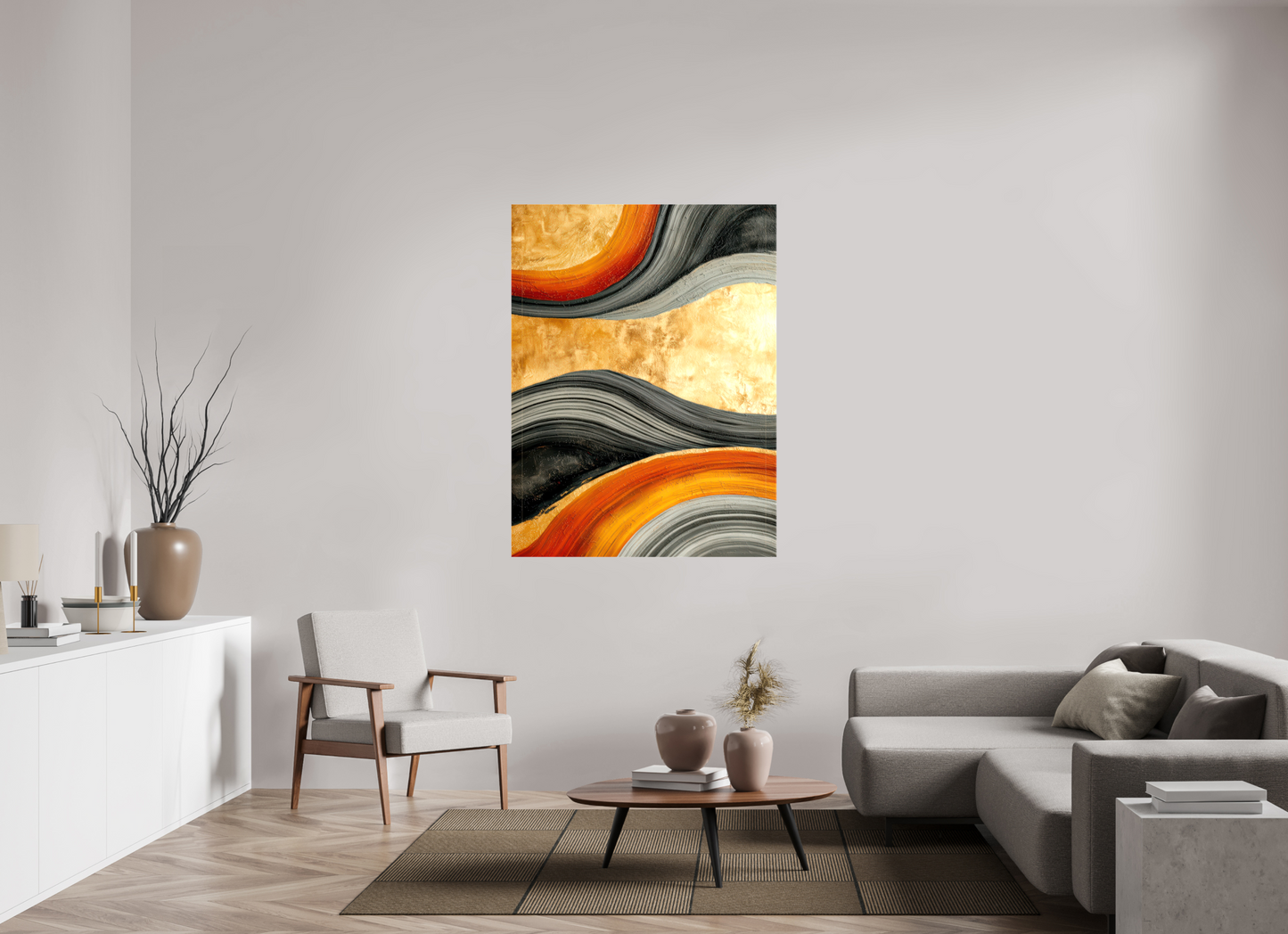 42 x 56″, Glossy Canvas Abstract Gold Geode 3