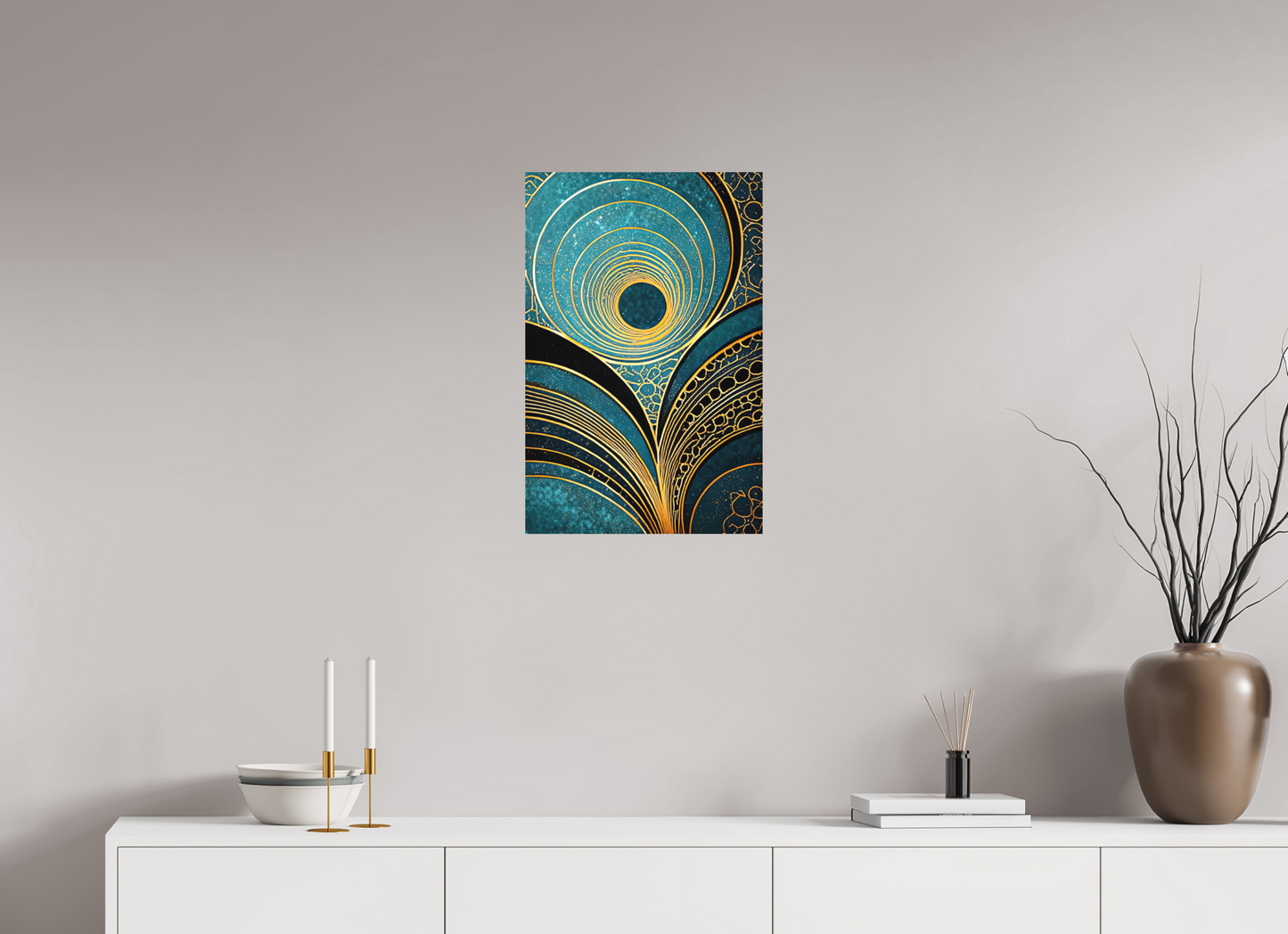 16 x 24.4″, Photo Print on Aluminum Backing Art Deco Teal 1
