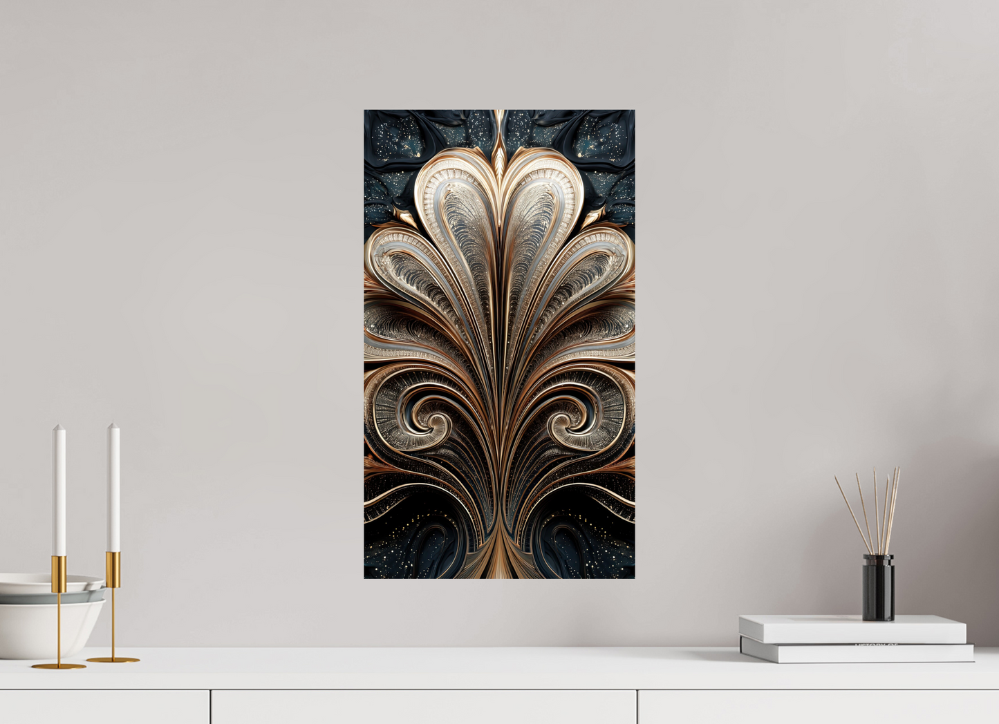 12 x 20.8″, Fine Art Print On Aluminum Dibond Art Deco Abstract Flower 4