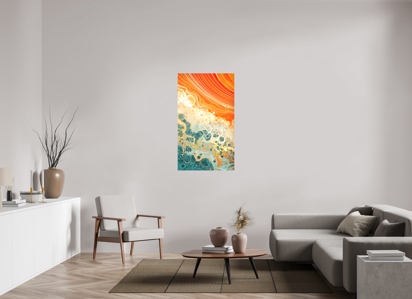 28 x 48.1″, Textile on Canvas Abstract Desert Beach