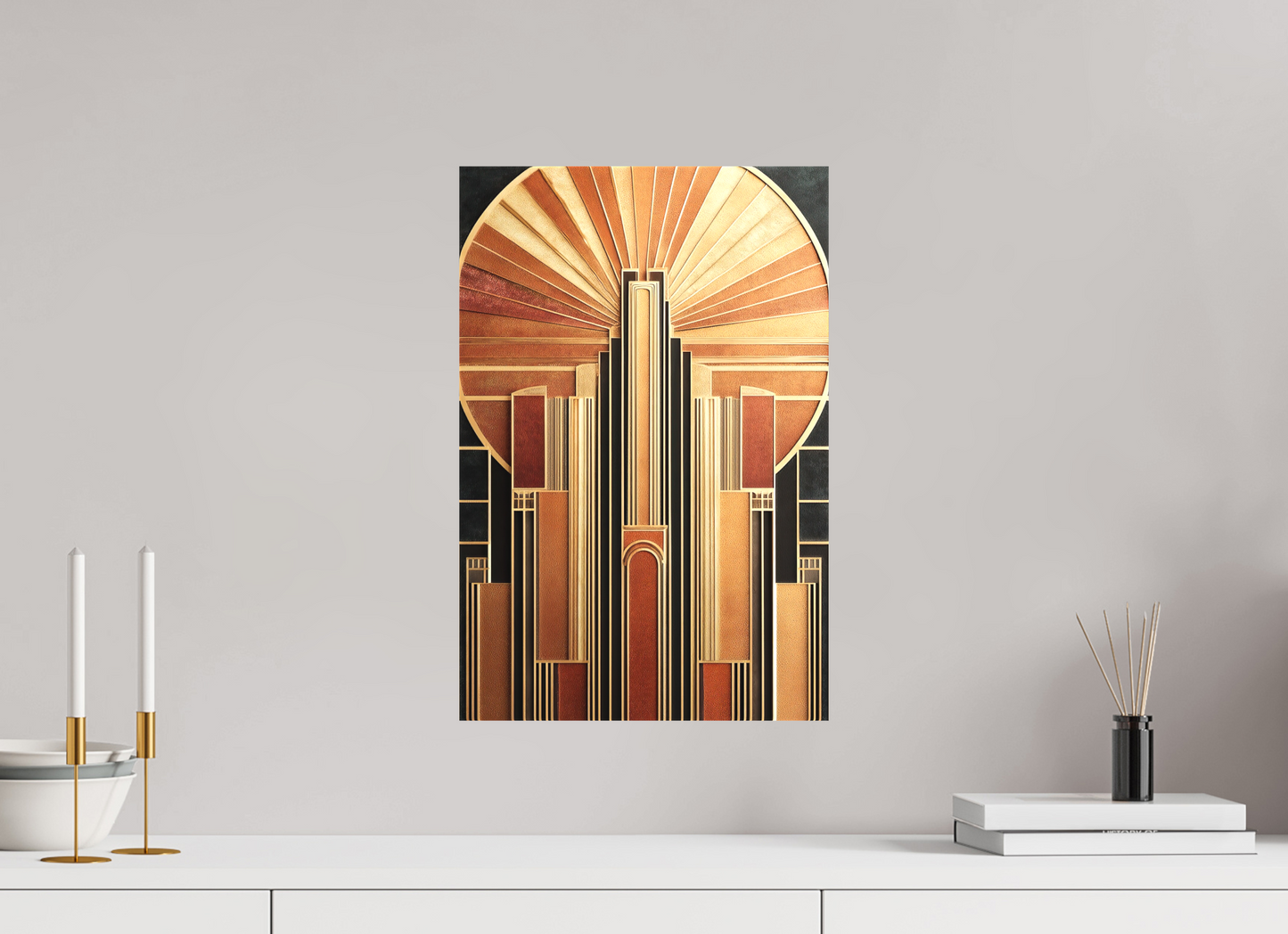 12 x 18.2″, Textile on Canvas Art Deco City 2