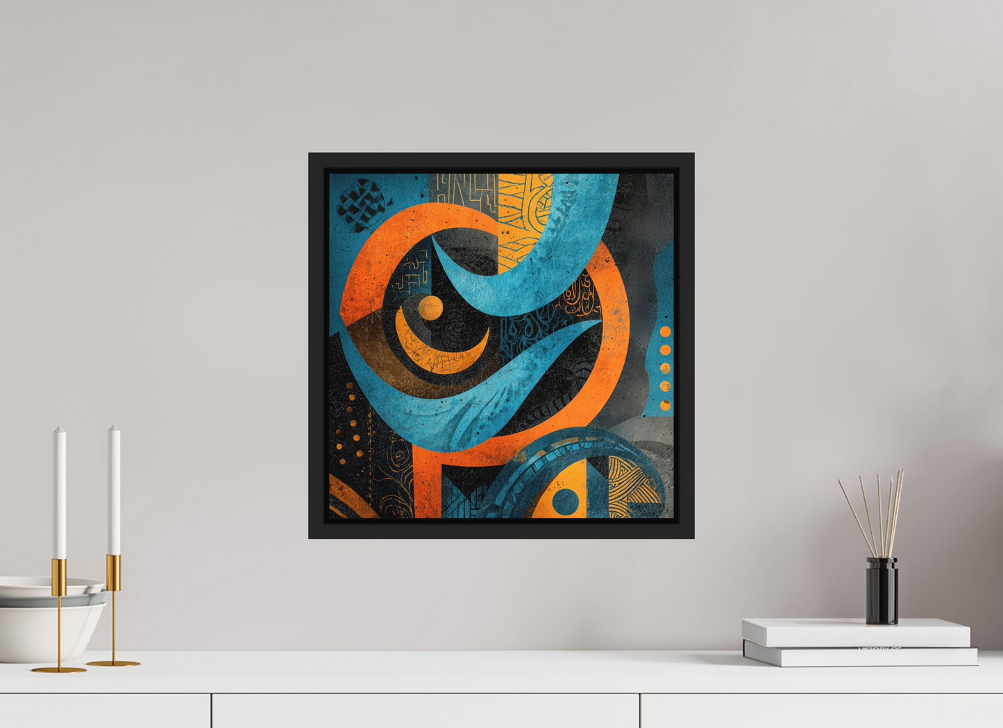15 x 15″, Photo Print on Aluminum Backing with boarder Abstract Tribal 2