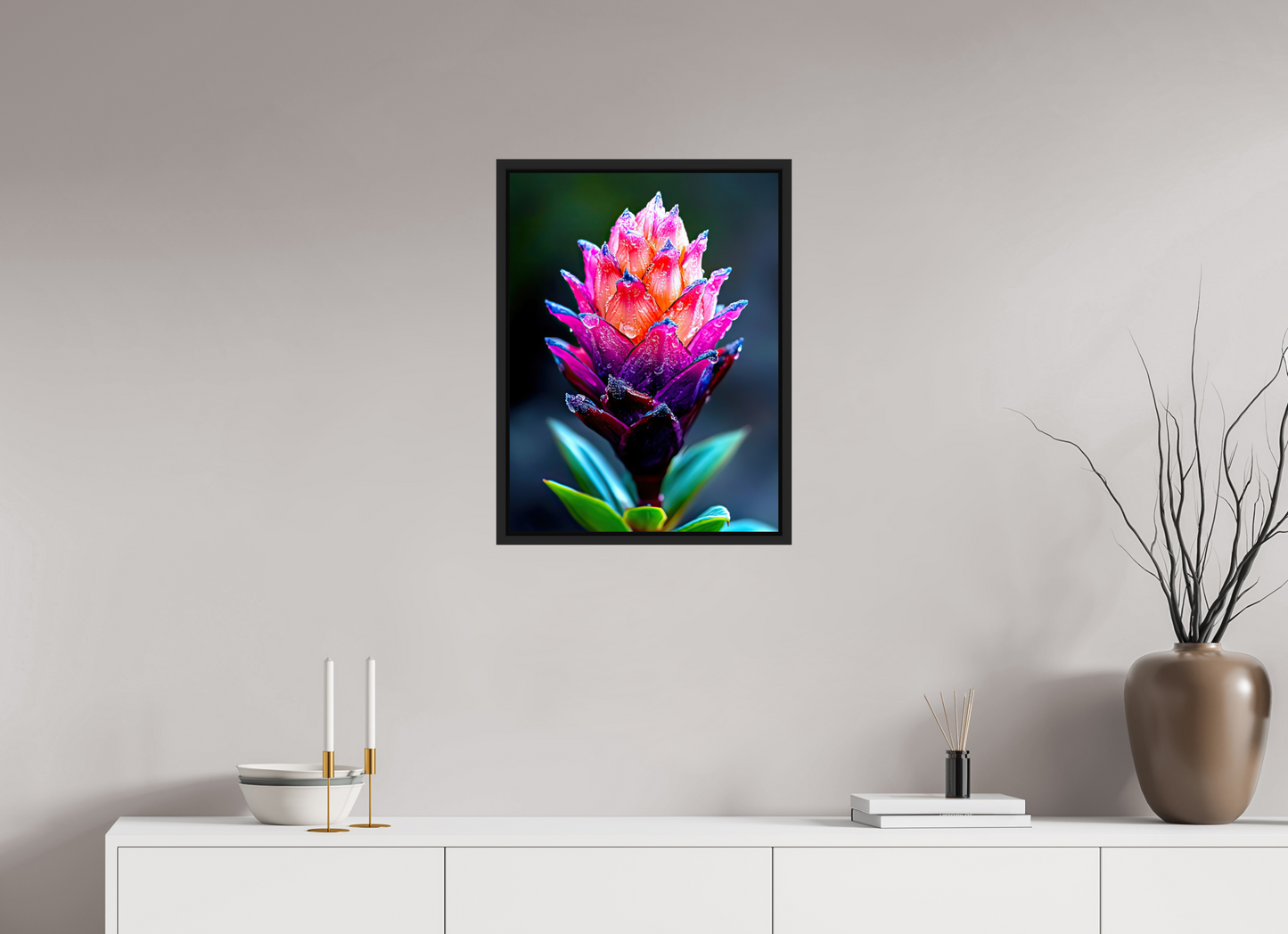 18 x 24″, Fine Art Print on Aluminum Dibond with Boarder Tropical Pinecone Flower