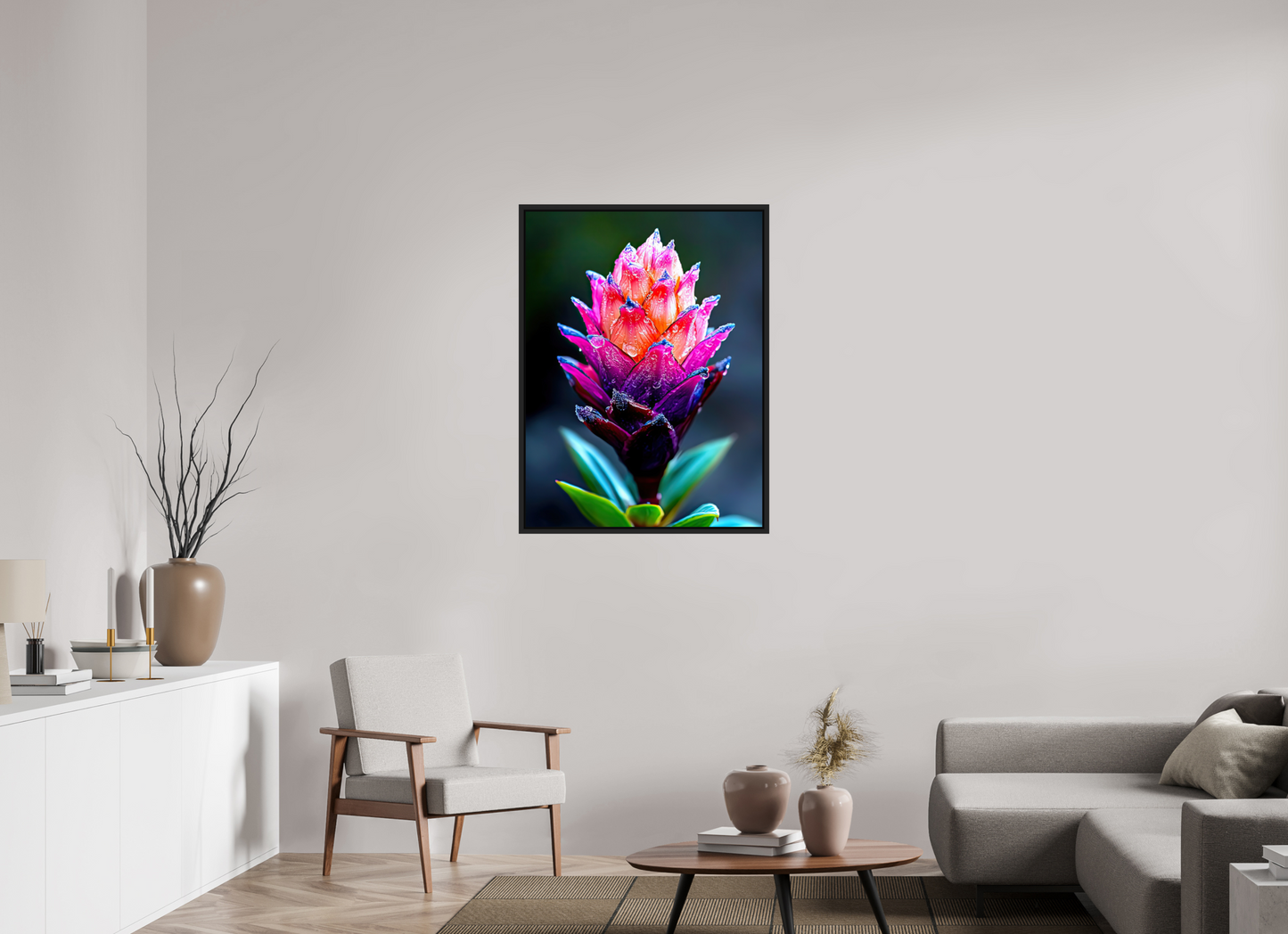 30 x 40″, Fine Art Print on Aluminum Dibond with Boarder Tropical Pinecone Flower
