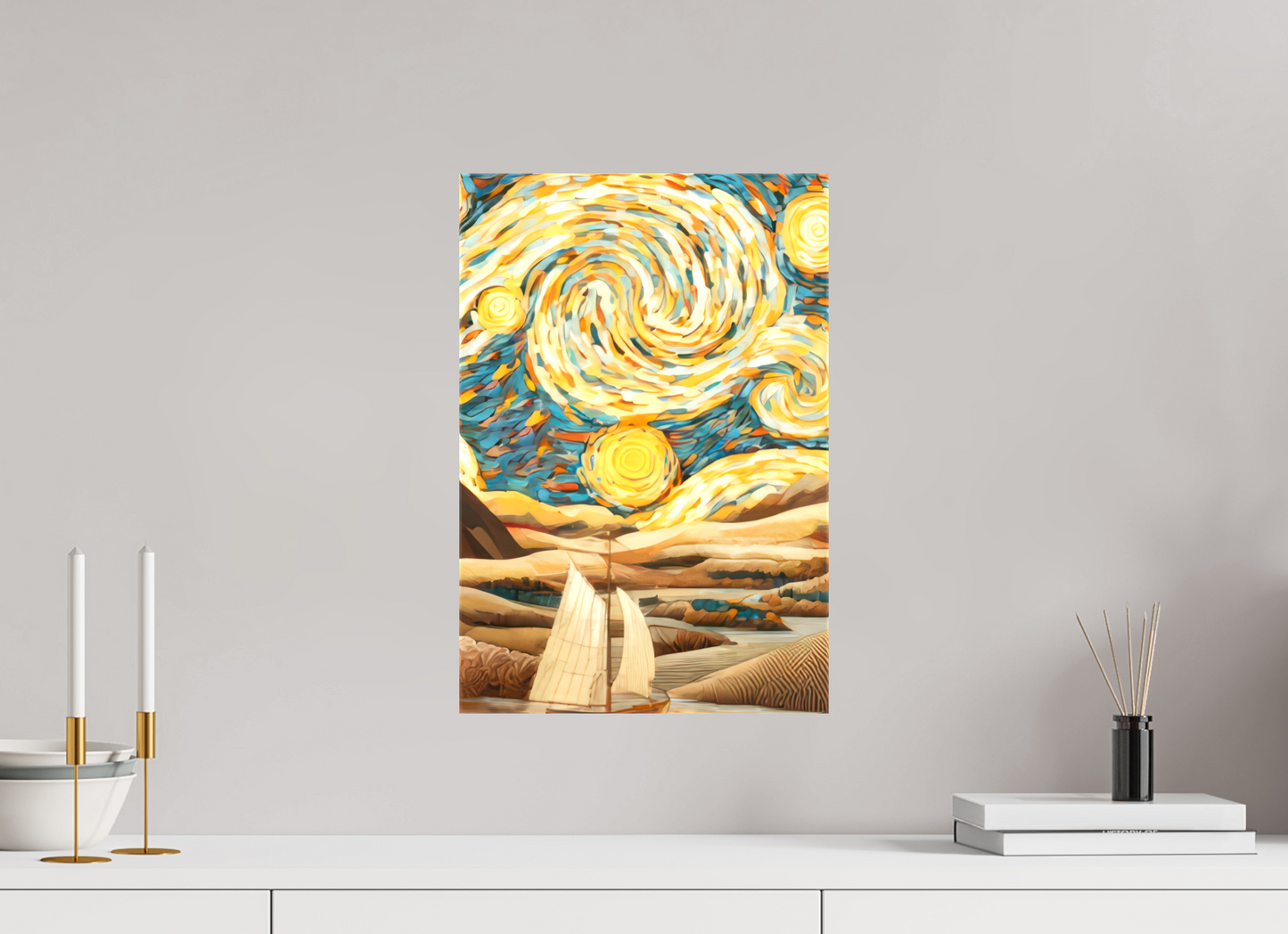 12 x 17.7″, Glossy Canvas Starry Night Desert