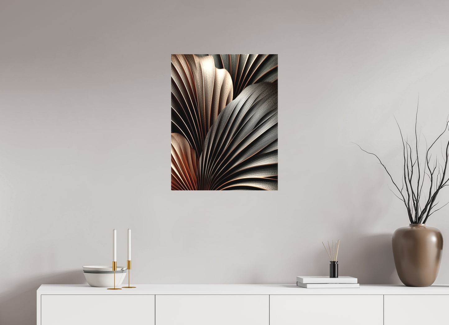 20 x 25.7″, Textile on Canvas Dark Leaves