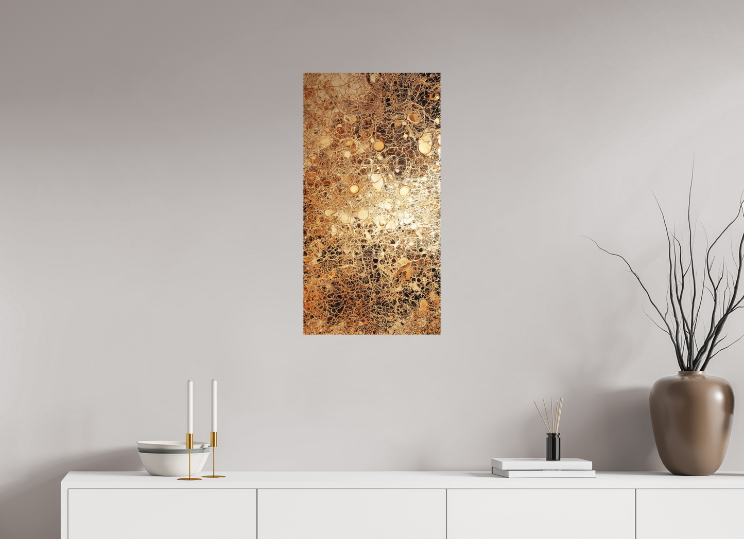 16 x 30.6″, Photo Print on Aluminum Backing Gold Leather