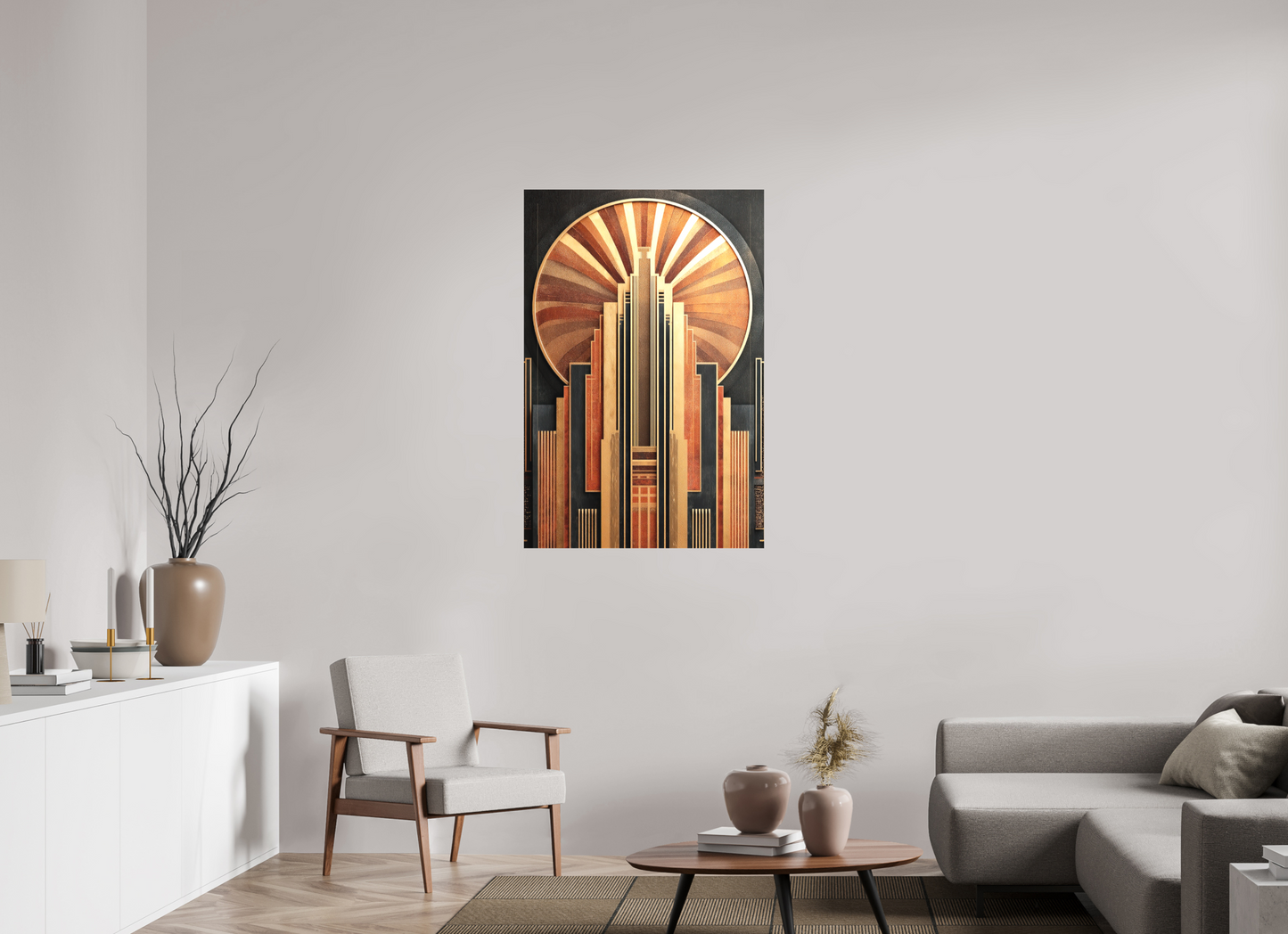 30 x 45″, Textile on Canvas Art Deco City 1