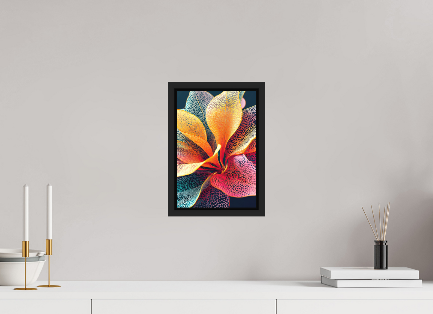 8 x 11.8″, Photo Print on Aluminum Backing with boarder Colorful Flower