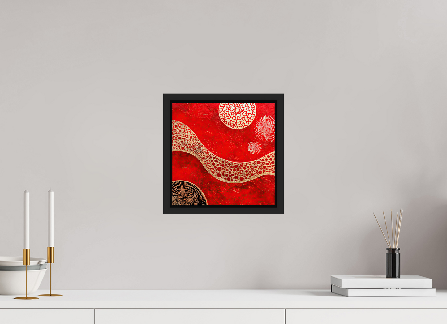 10 x 10″, Fine Art Print on Aluminum Dibond with Boarder Blood Cells