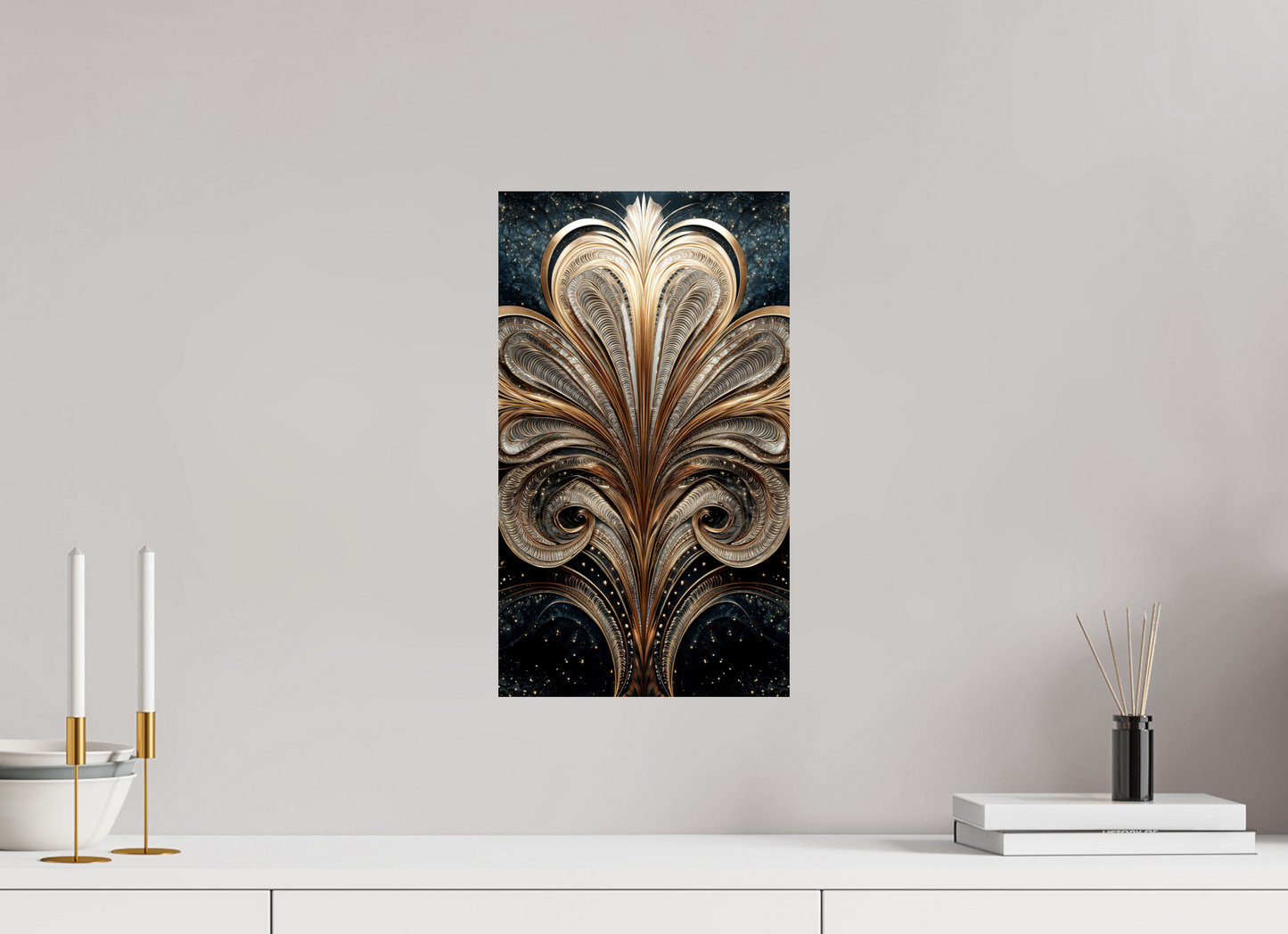 10 x 17.4″, Fine Art Print On Aluminum Dibond Art Deco Abstract Flower 2