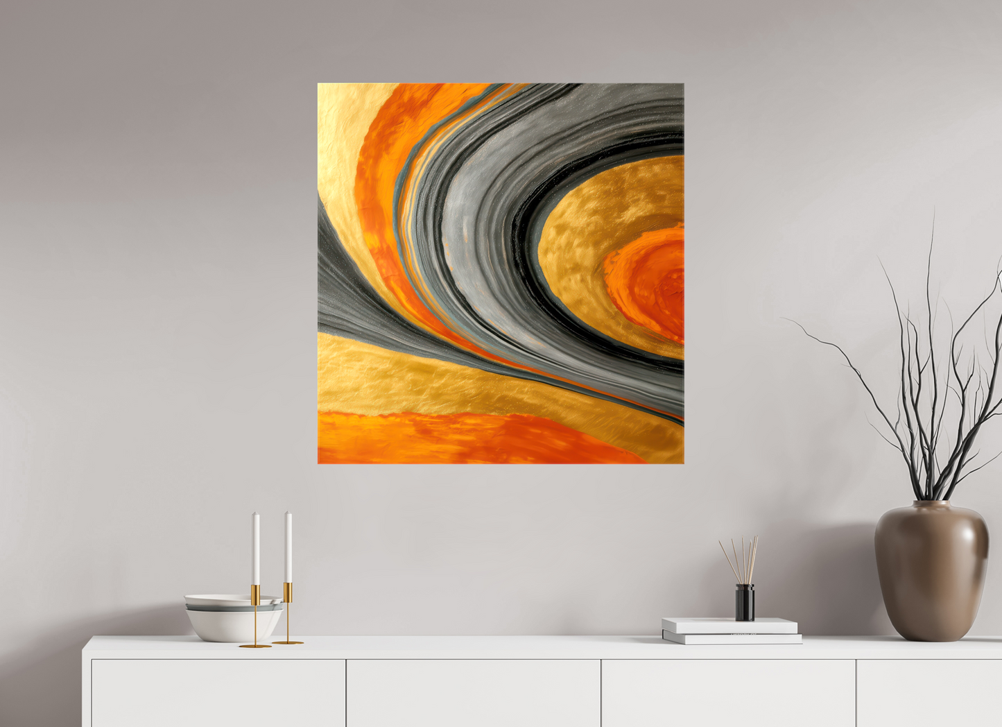31 x 32.2″, Glossy Canvas Abstract Gold Geode 2