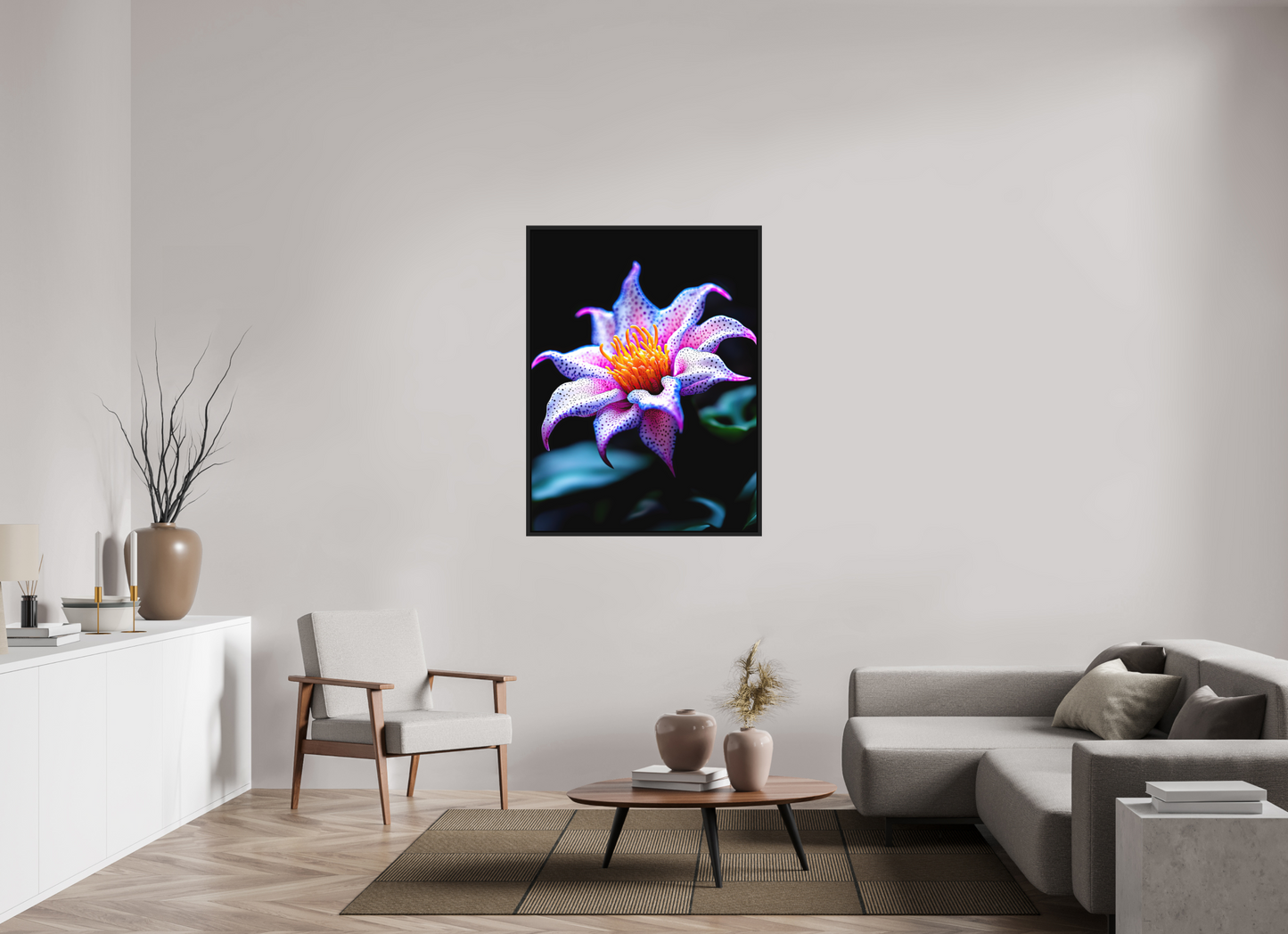 36 x 48″, Photo Print on Aluminum Backing with boarder Cotton Candy Flower