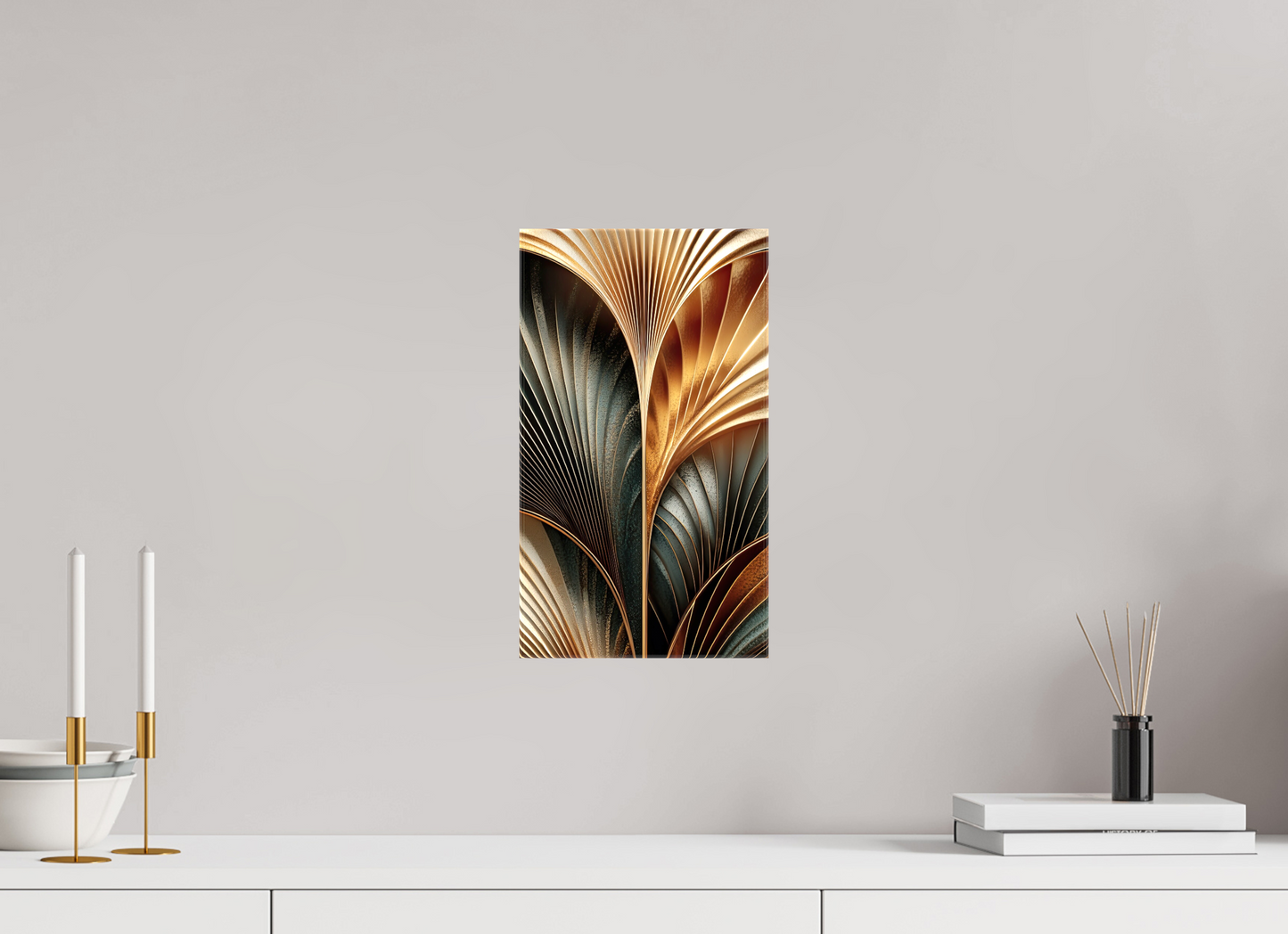 8 x 14″, Glossy Canvas Art Deco Leaves 3