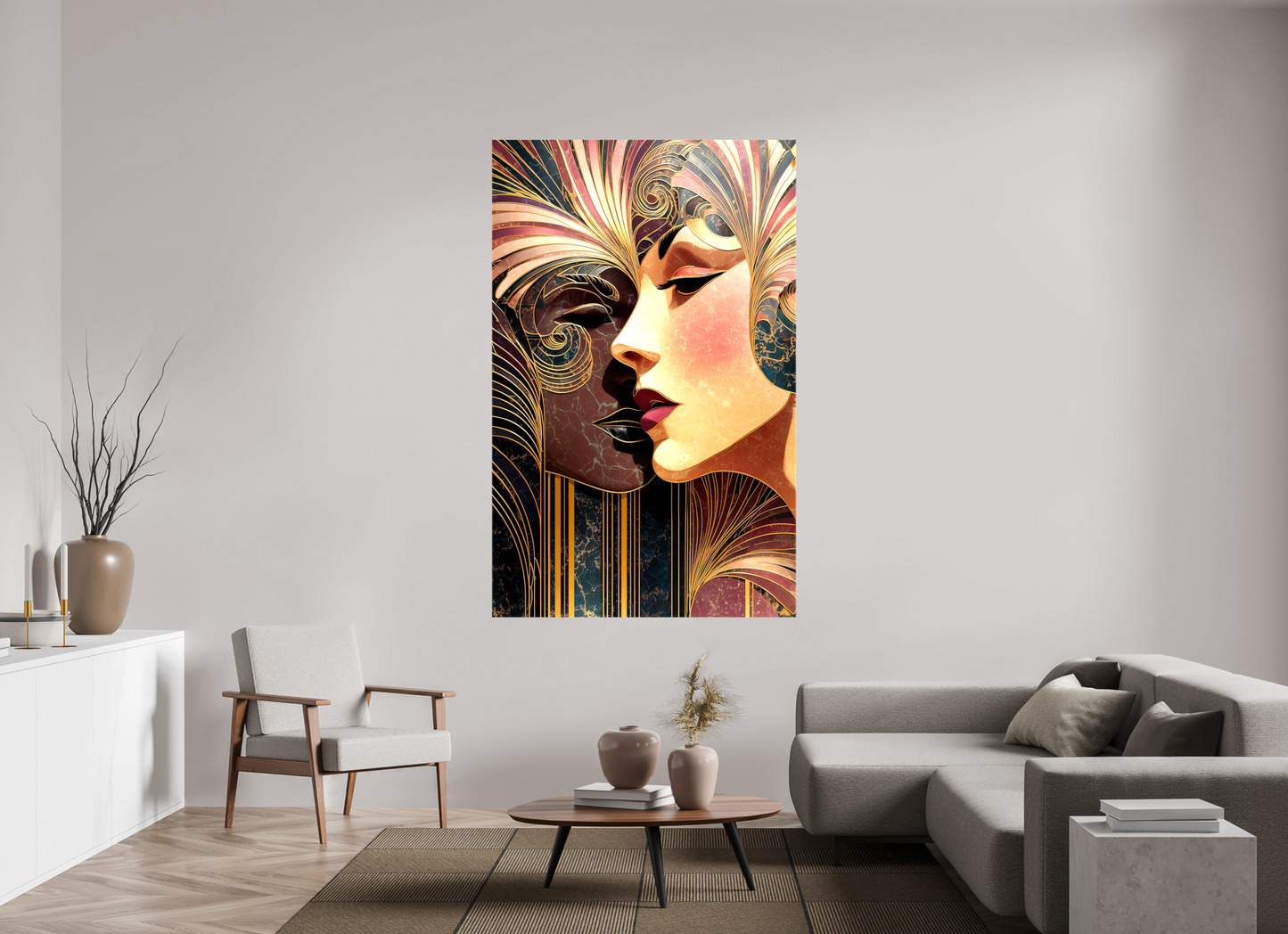47 x 74″, Glossy Canvas Art Deco Women