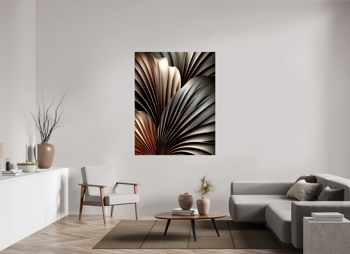 47 x 60.3″, Glossy Canvas Dark Leaves