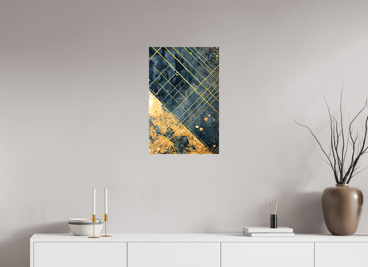 16 x 24.6″, Glossy Canvas Art Deco Gold Lines