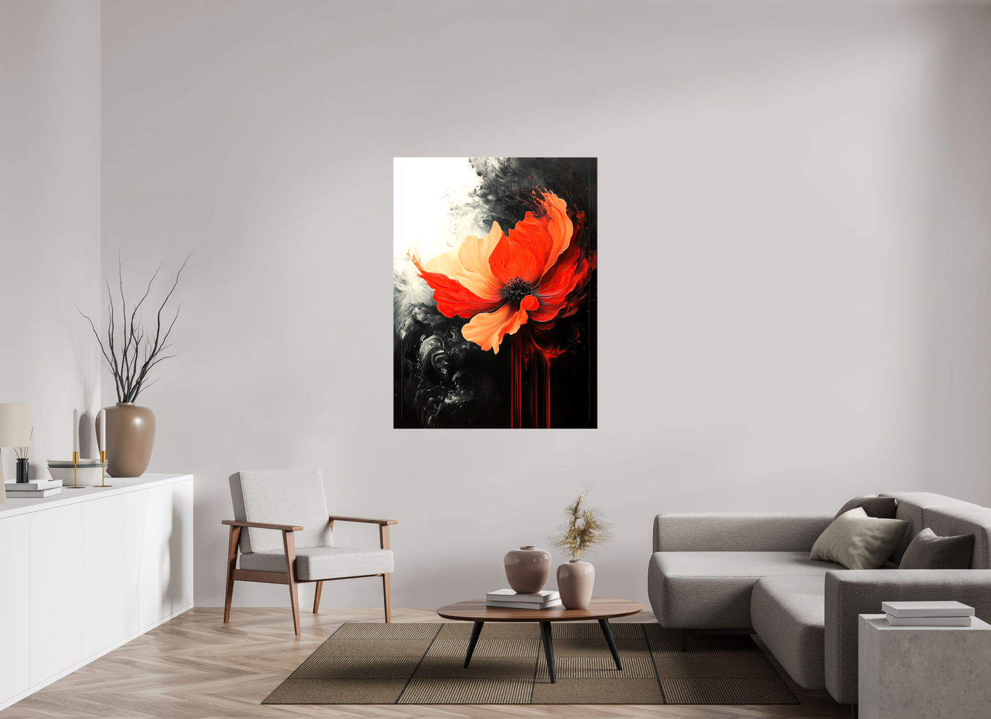 42 x 56″, Glossy Canvas Red Flower