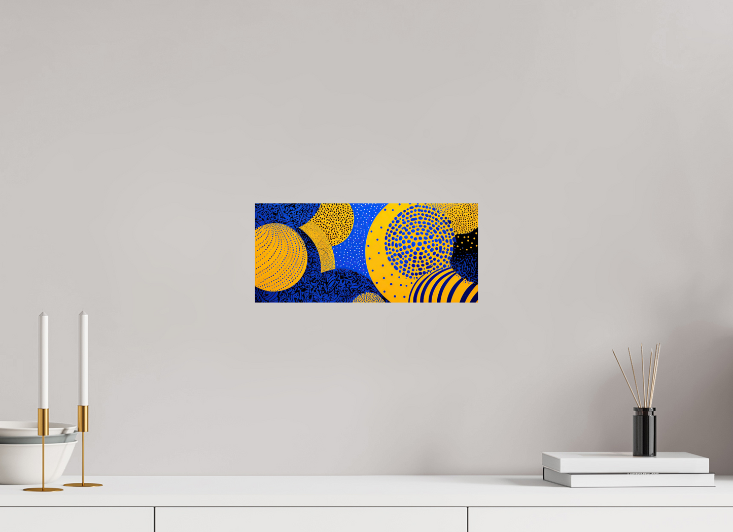 13.5 x 6″, Fine Art Print On Aluminum Dibond Yellow & Blue 2