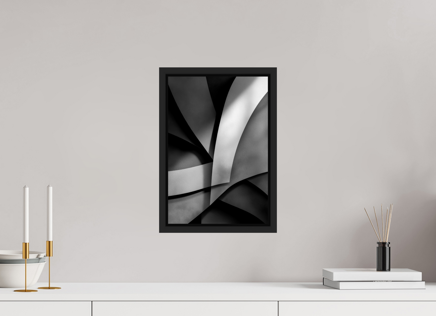 10 x 14.8″, Fine Art Print on Aluminum Dibond with Boarder Abstract B&W 3