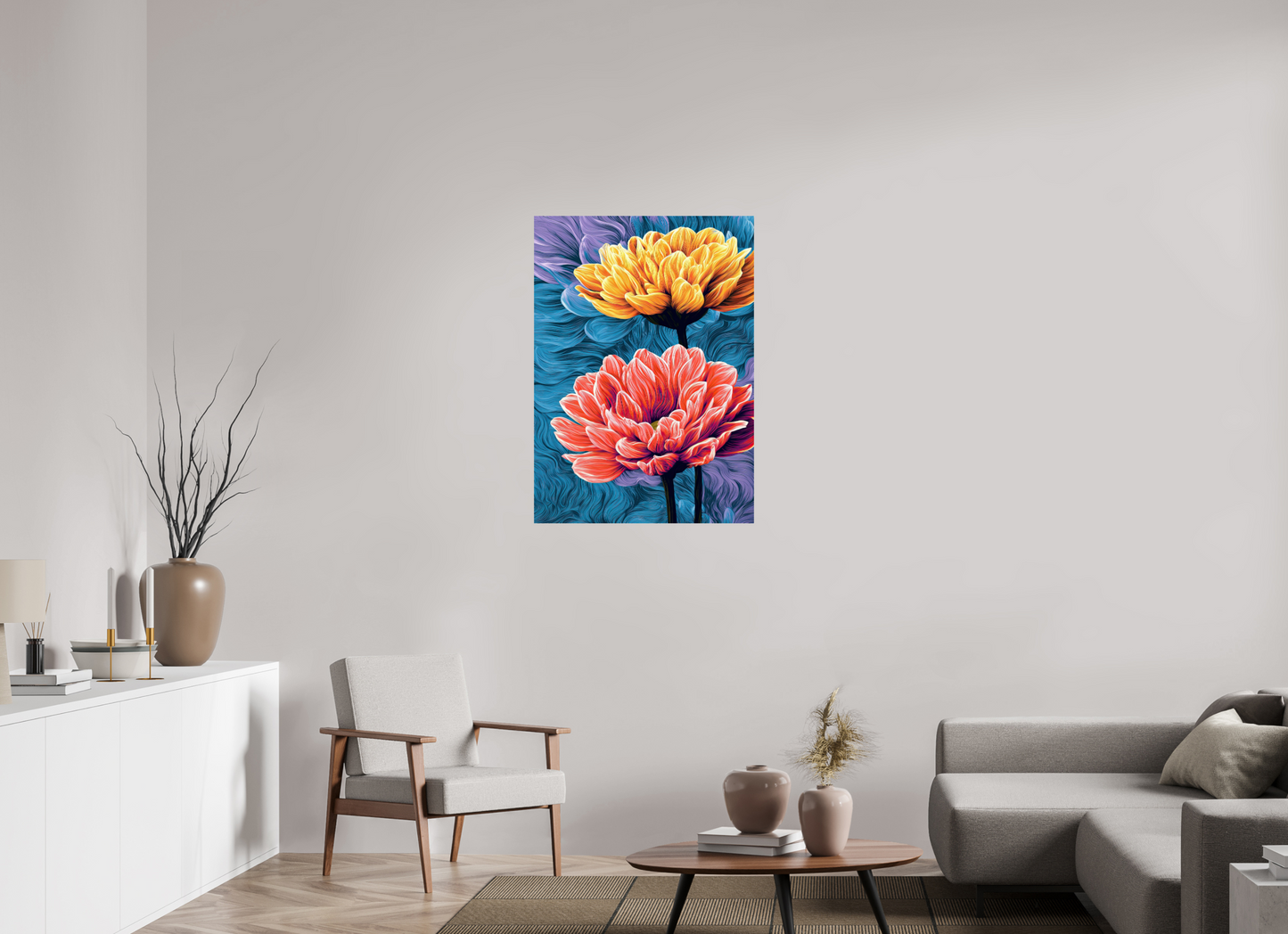 28 x 39.1″, Fine Art Print On Aluminum Dibond Warm Flowers