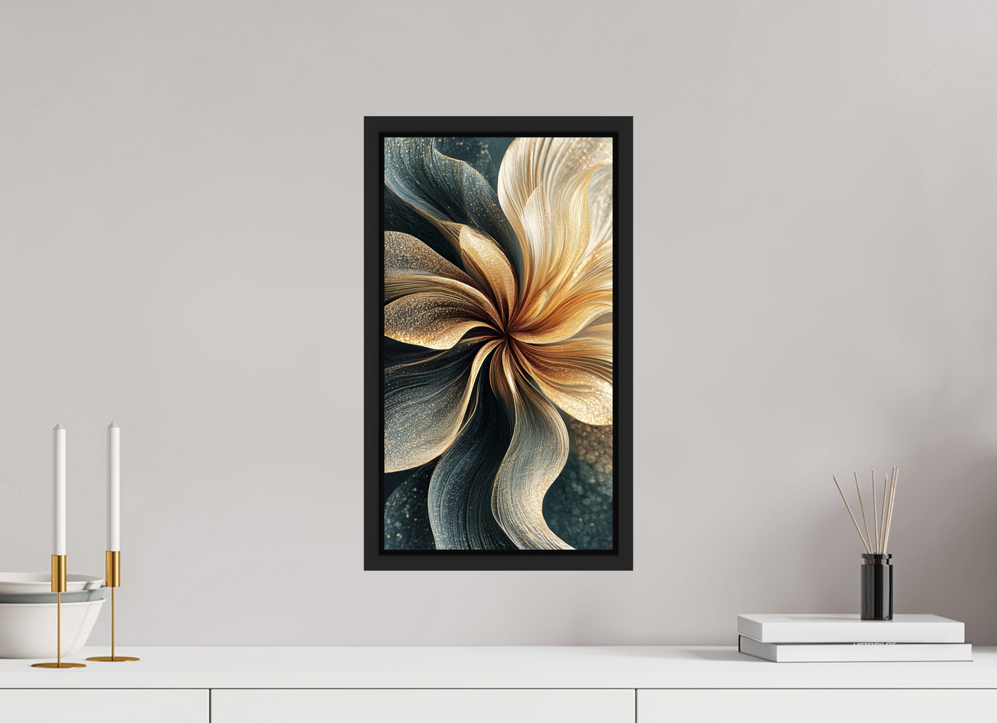 10 x 18.1″, Fine Art Print on Aluminum Dibond with Boarder Abstract Flower Swirl