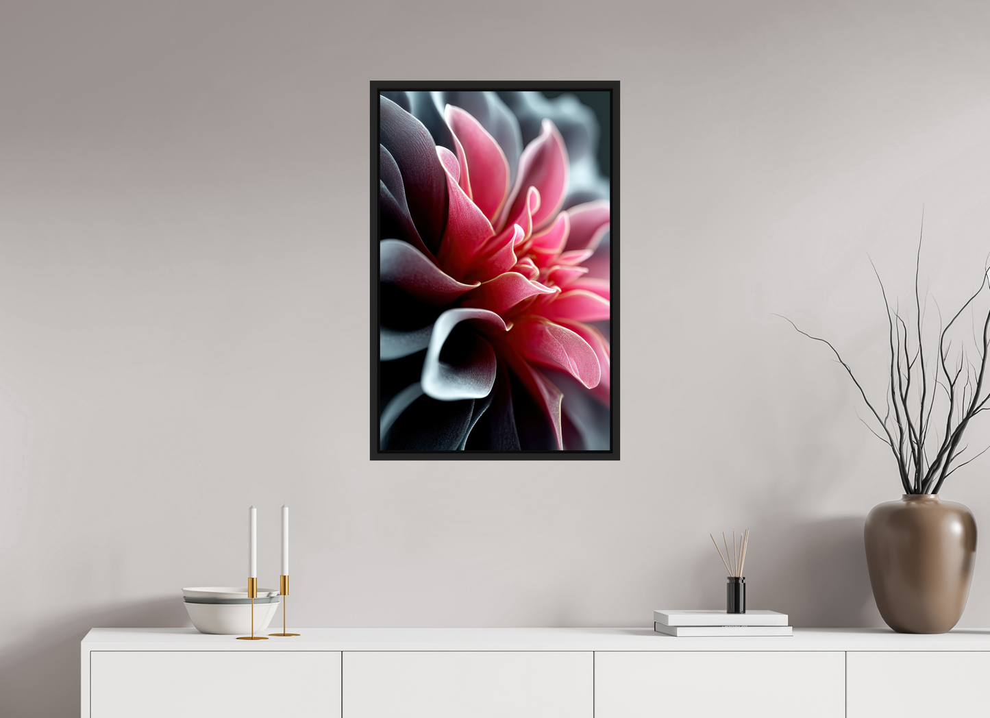 20 x 31.3″, Fine Art Print on Aluminum Dibond with Boarder Pink Flower