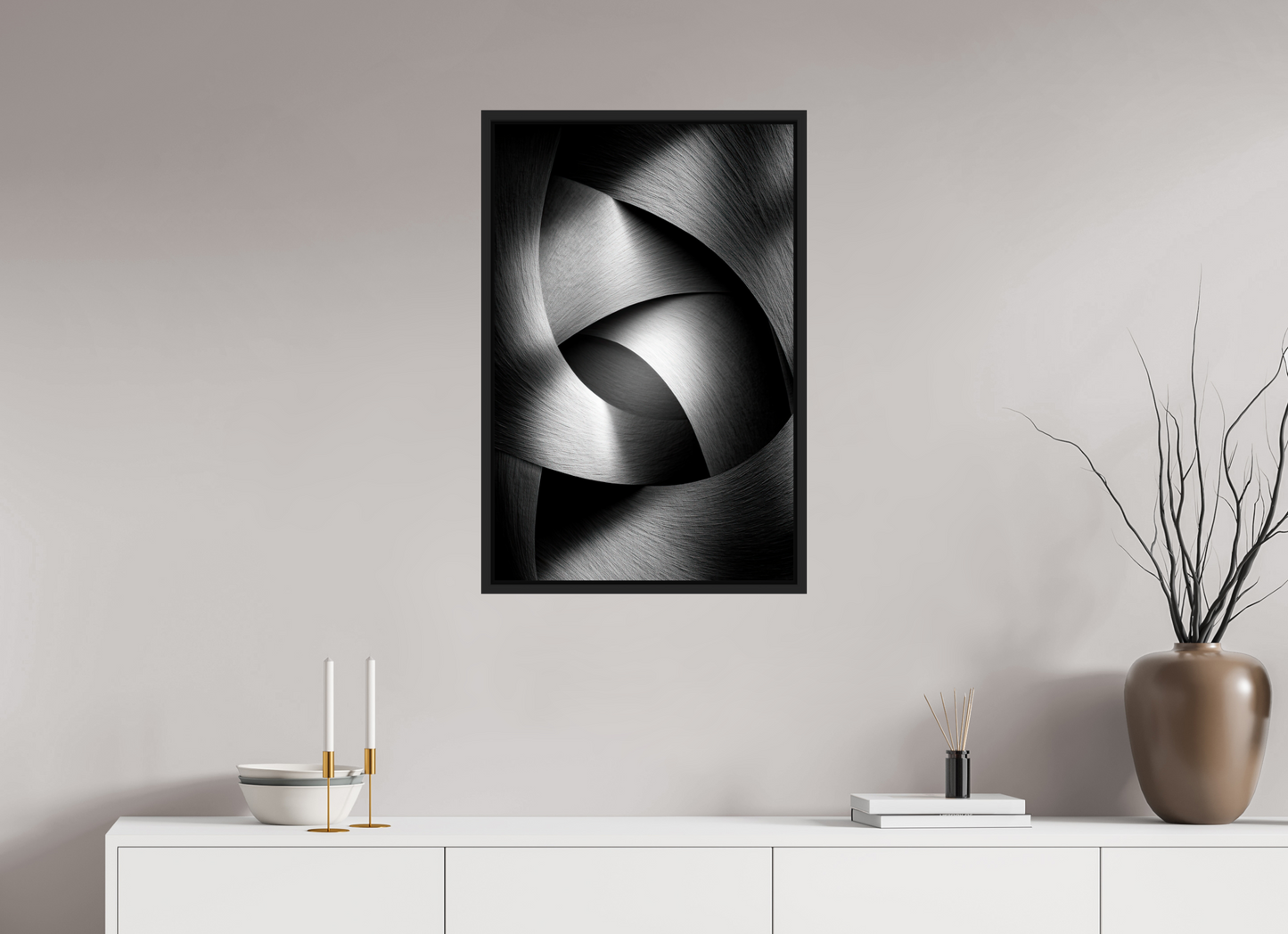 20 x 30.6″, Fine Art Print on Aluminum Dibond with Boarder Abstract B&W 4