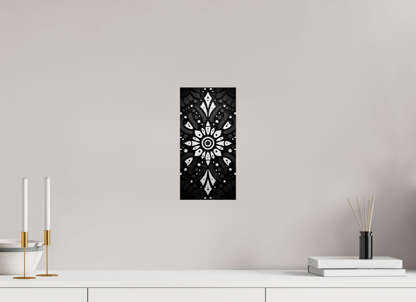 6 x 12″, Fine Art Print On Aluminum Dibond Black & White Tribal 3