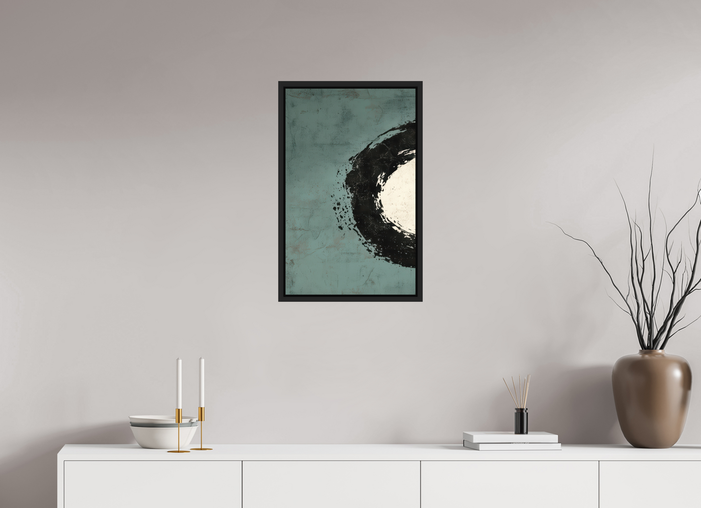 16 x 25.4″, Photo Print on Aluminum Backing with boarder Abstract Paint Brush Circle Left