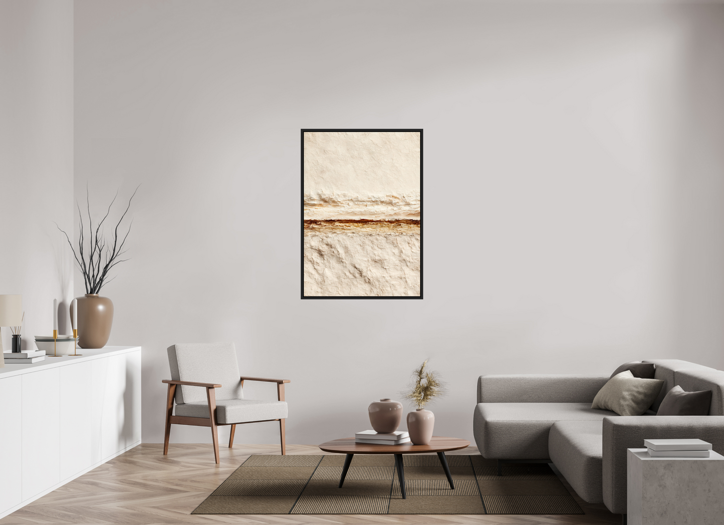 ISO A0 (84,1 x 118,9 cm), Fine Art Print on Aluminum Dibond with Boarder Desert Line