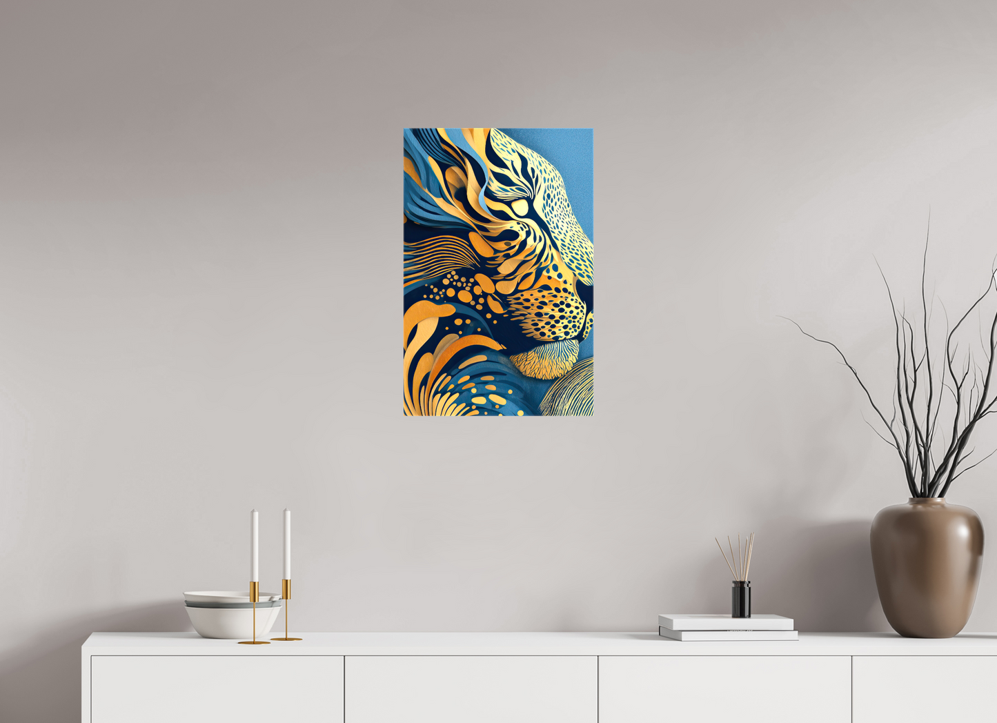 16 x 24.4″, Glossy Canvas Yellow & Blue Cheetah