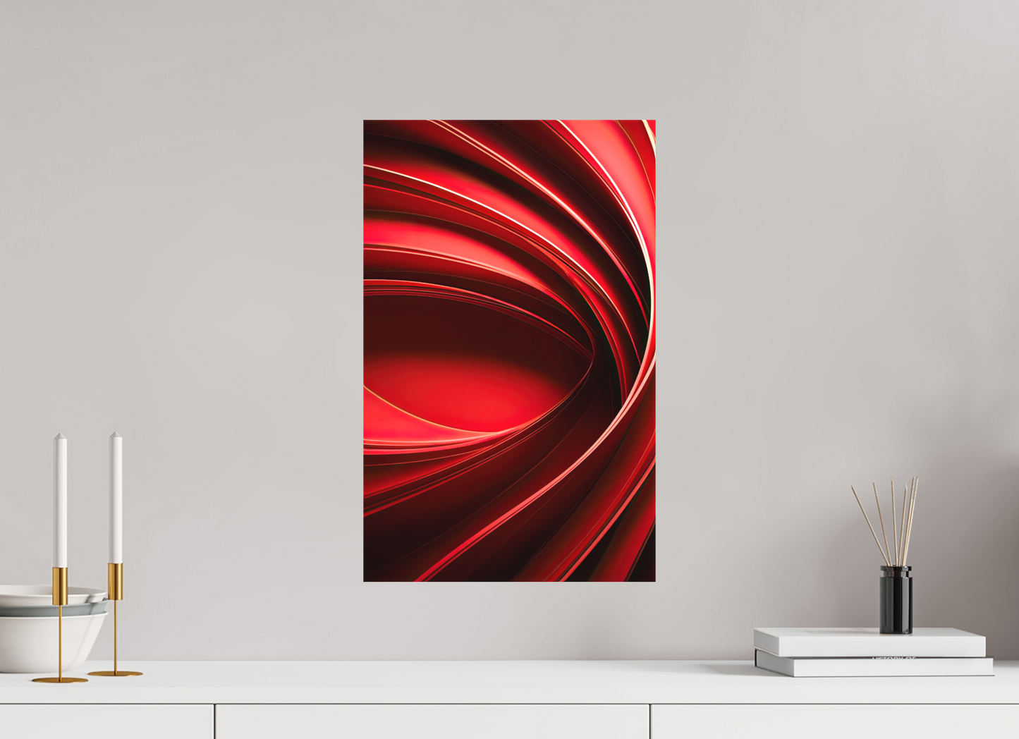 12 x 19.2″, Textile on Canvas Red Eye