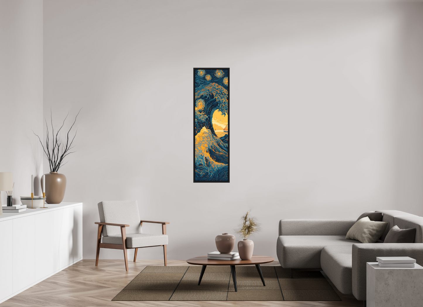 16 x 54.2″, Photo Print on Aluminum Backing with boarder Starry Night Tidal Wave