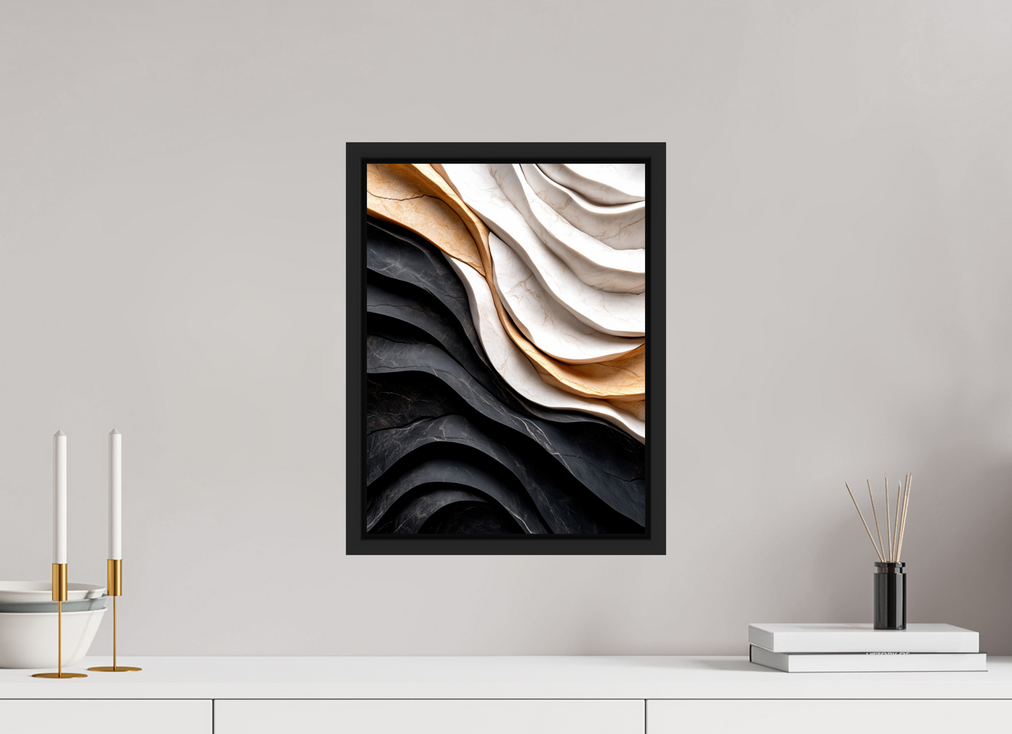 12 x 16″, Fine Art Print on Aluminum Dibond with Boarder Marble Wave