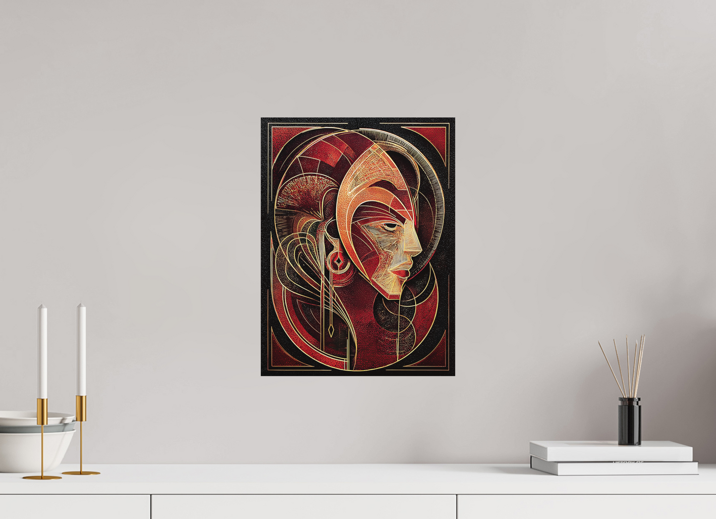 12 x 16″, Photo Print on Aluminum Backing Art Deco Face