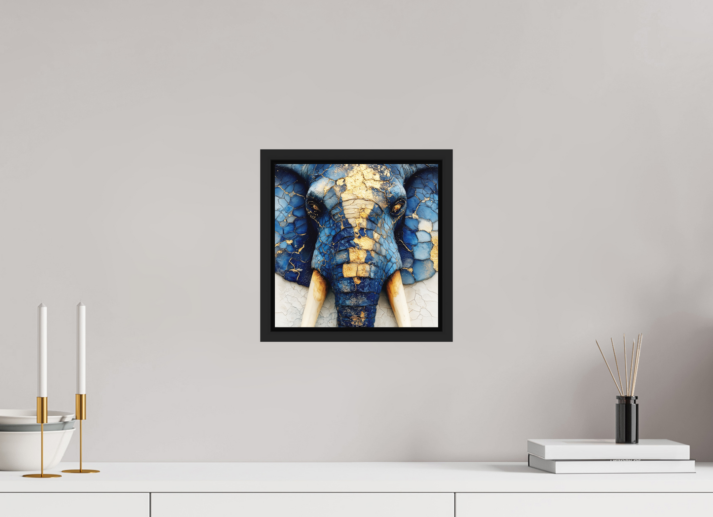 10 x 10″, Photo Print on Aluminum Backing with boarder Elephant