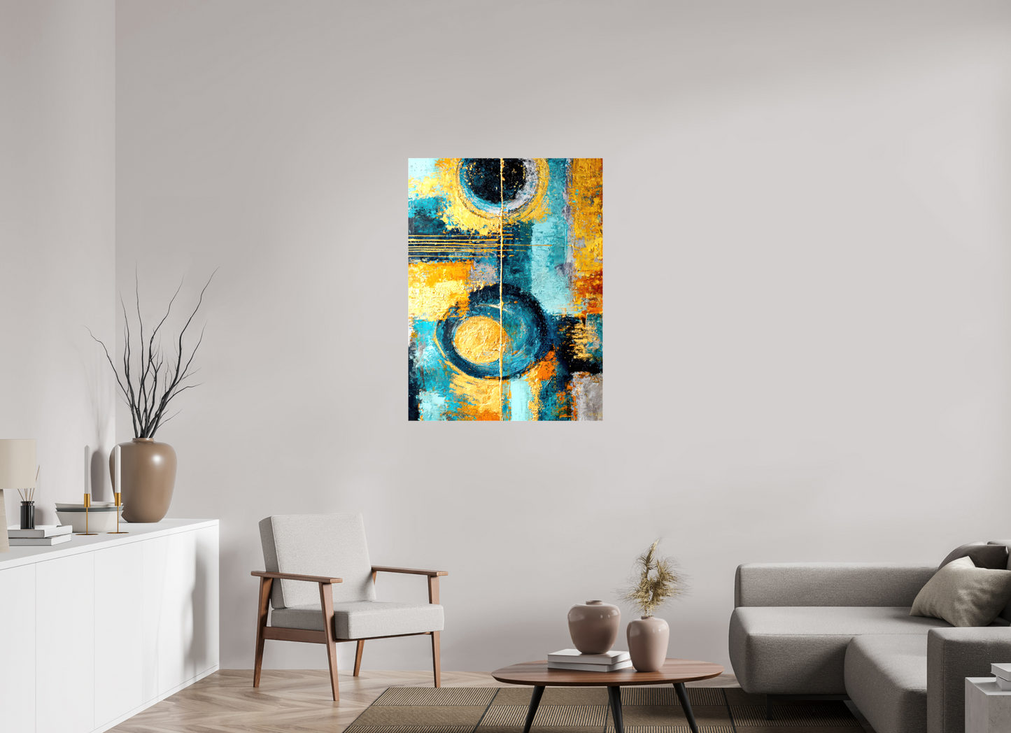 31 x 42″, Glossy Canvas Abstract Gold Paint
