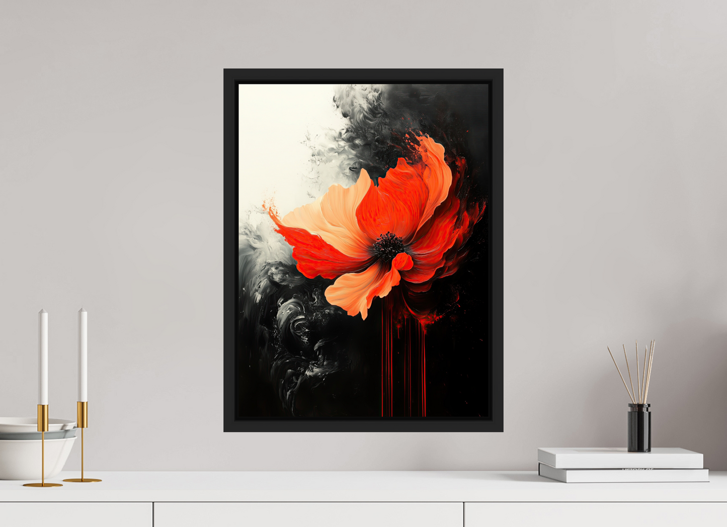 15 x 20″, Fine Art Print on Aluminum Dibond with Boarder Red Flower