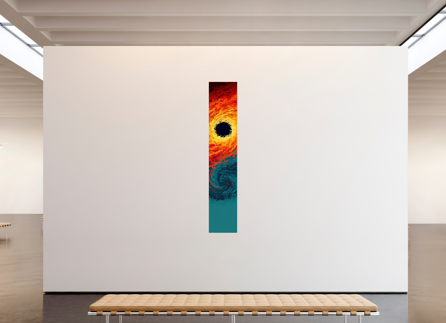 16 x 85.5″, Fine Art Print On Aluminum Dibond Abstract Fire & Ice Swirl