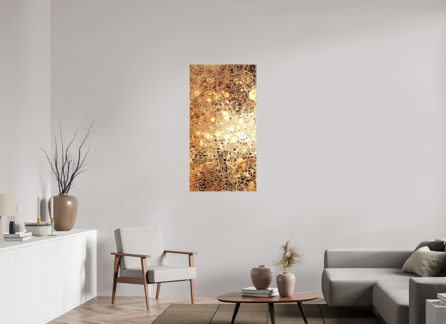 24 x 45.9″, Textile on Canvas Gold Leather