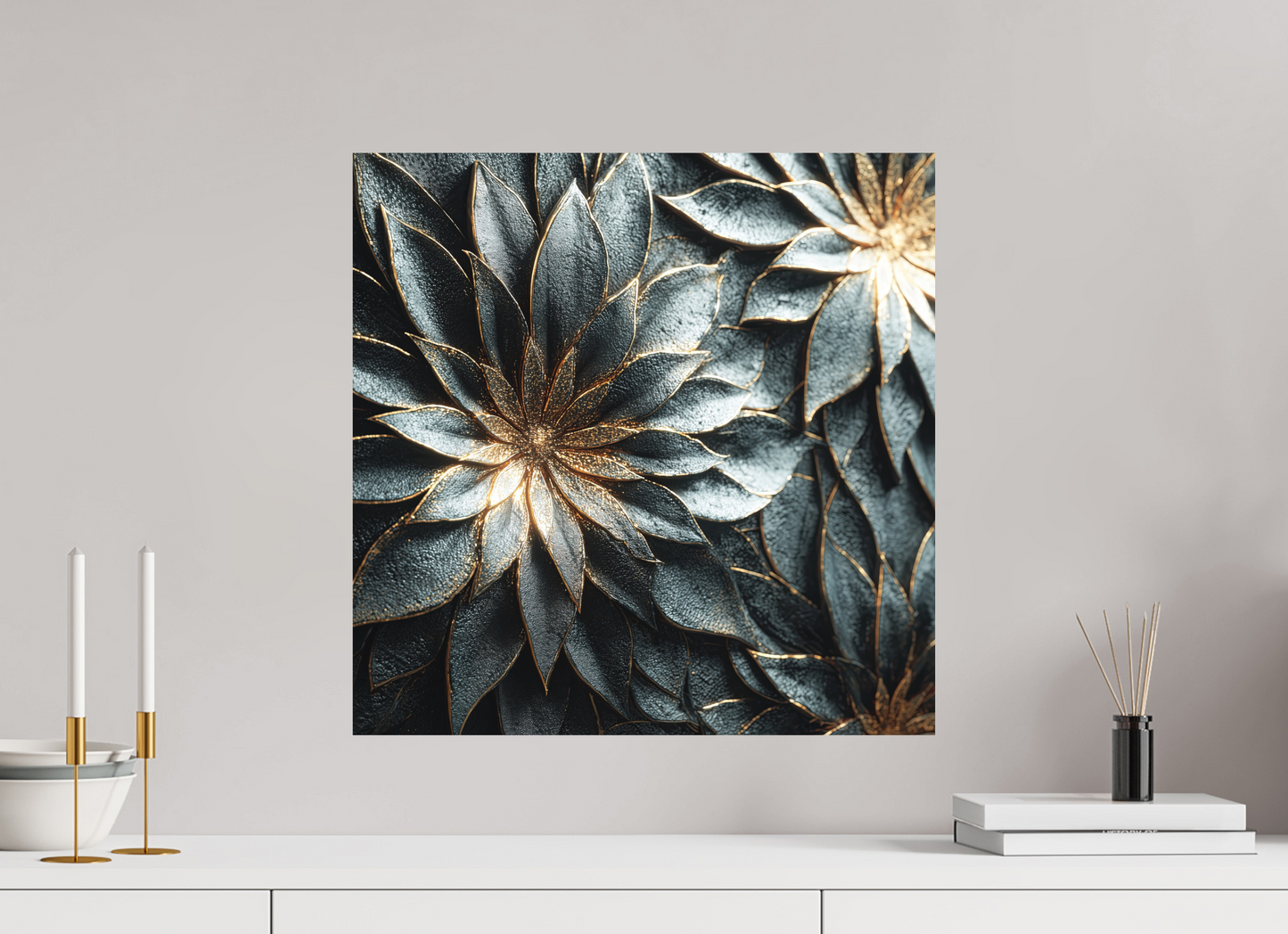 20 x 20″, Photo Print on Aluminum Backing Modern Flowers