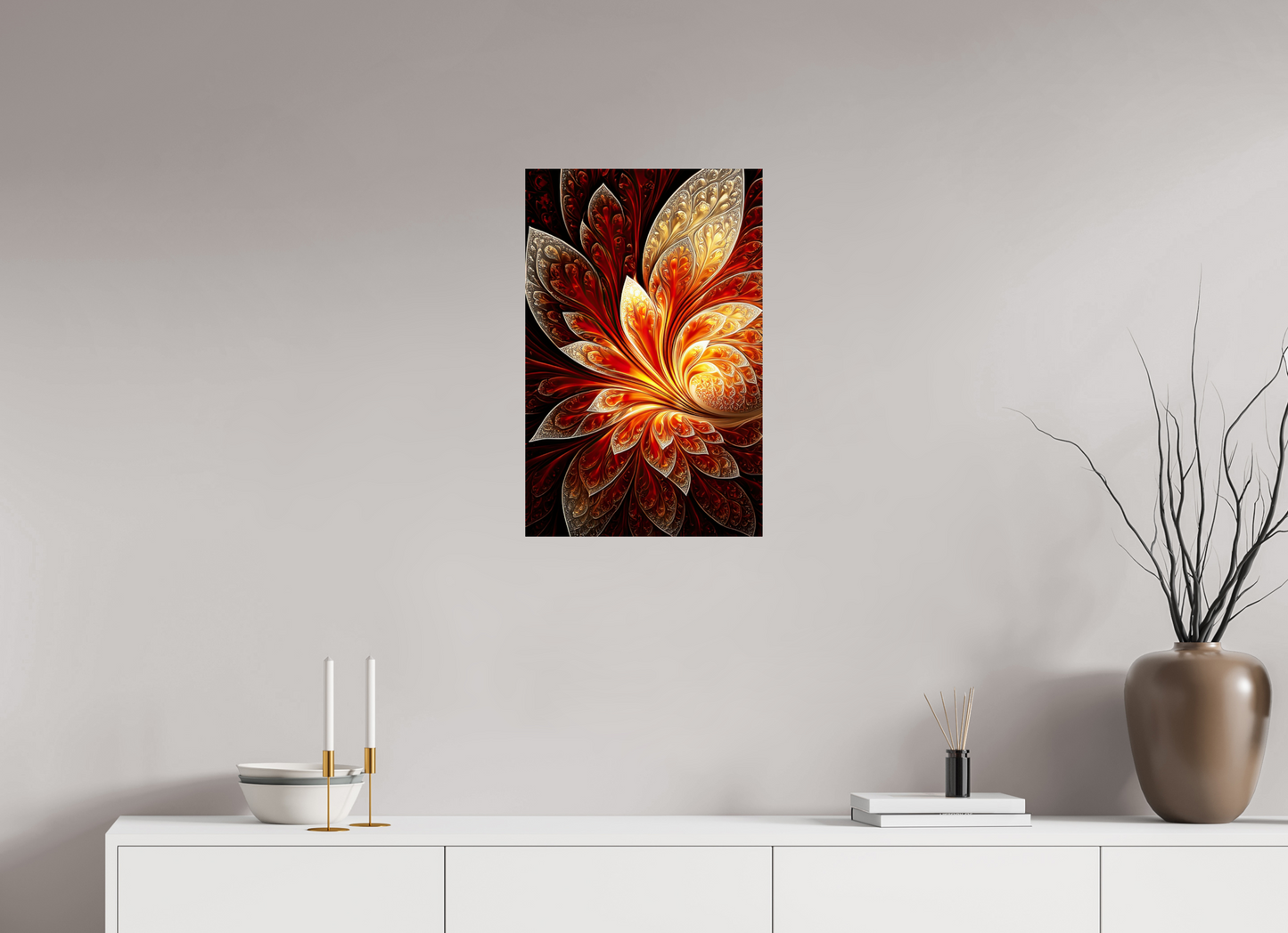 16 x 24.8″, Fine Art Print On Aluminum Dibond Abstract Fire Flower