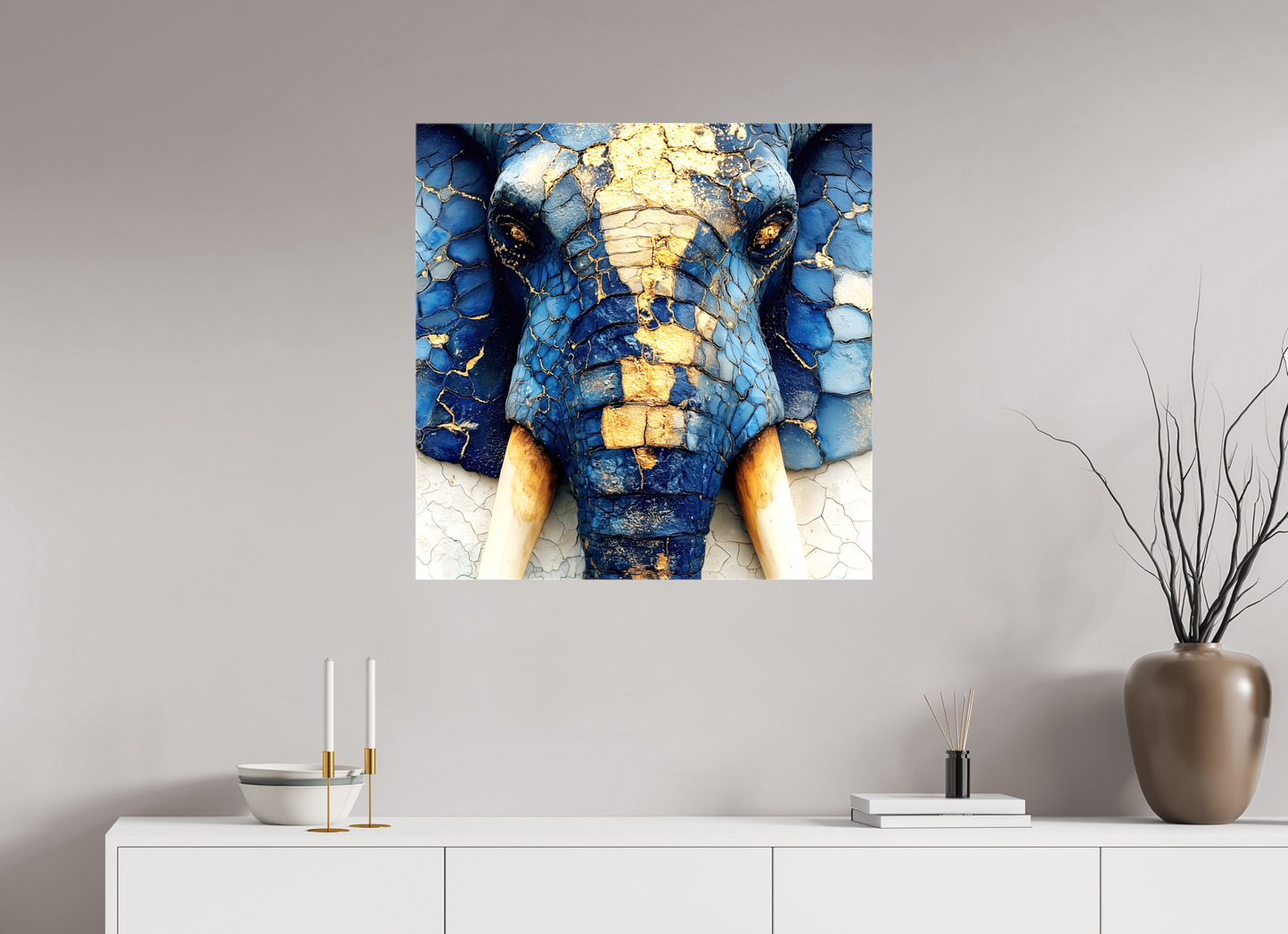 30 x 30″, Glossy Canvas Elephant