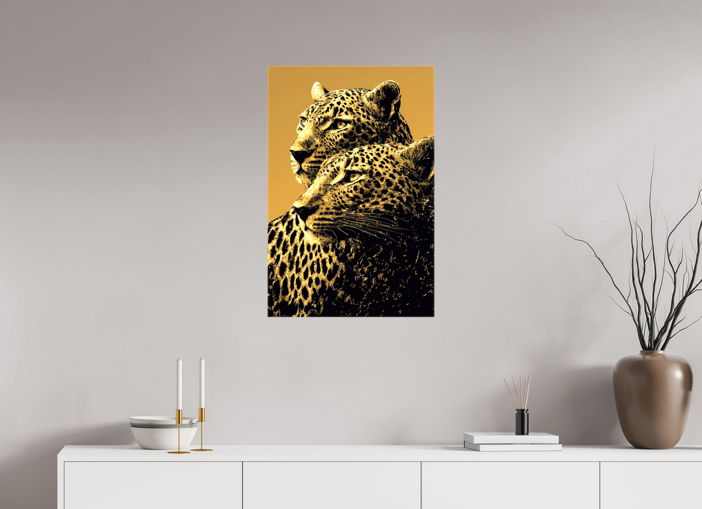 20 x 30.3″, Glossy Canvas Desert Cheetahs